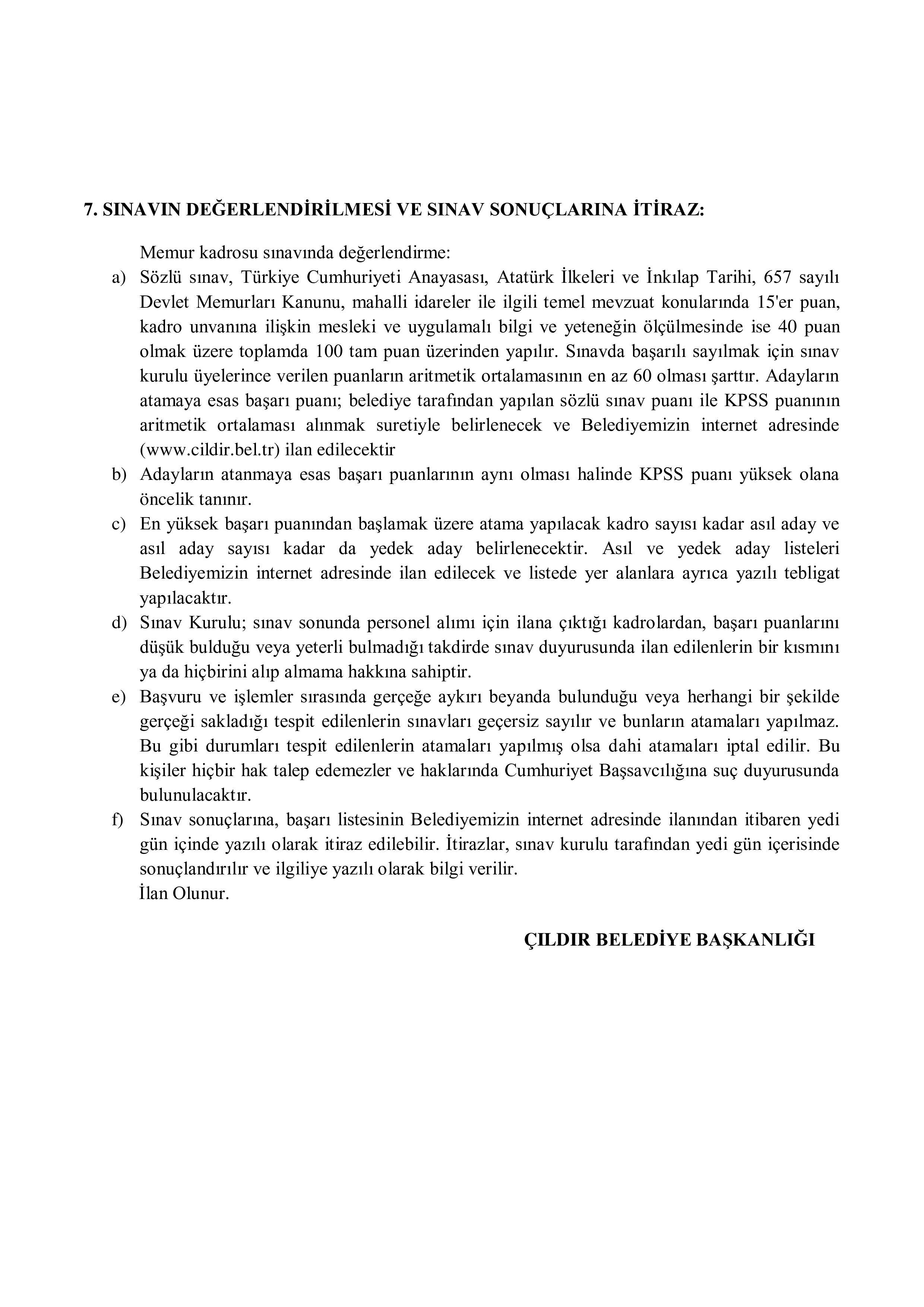 ÇILDIR BELEDİYE BAŞKANLIĞI ( 13 Ocak - 20 Ocak) İlan İçeriği Sayfa 4