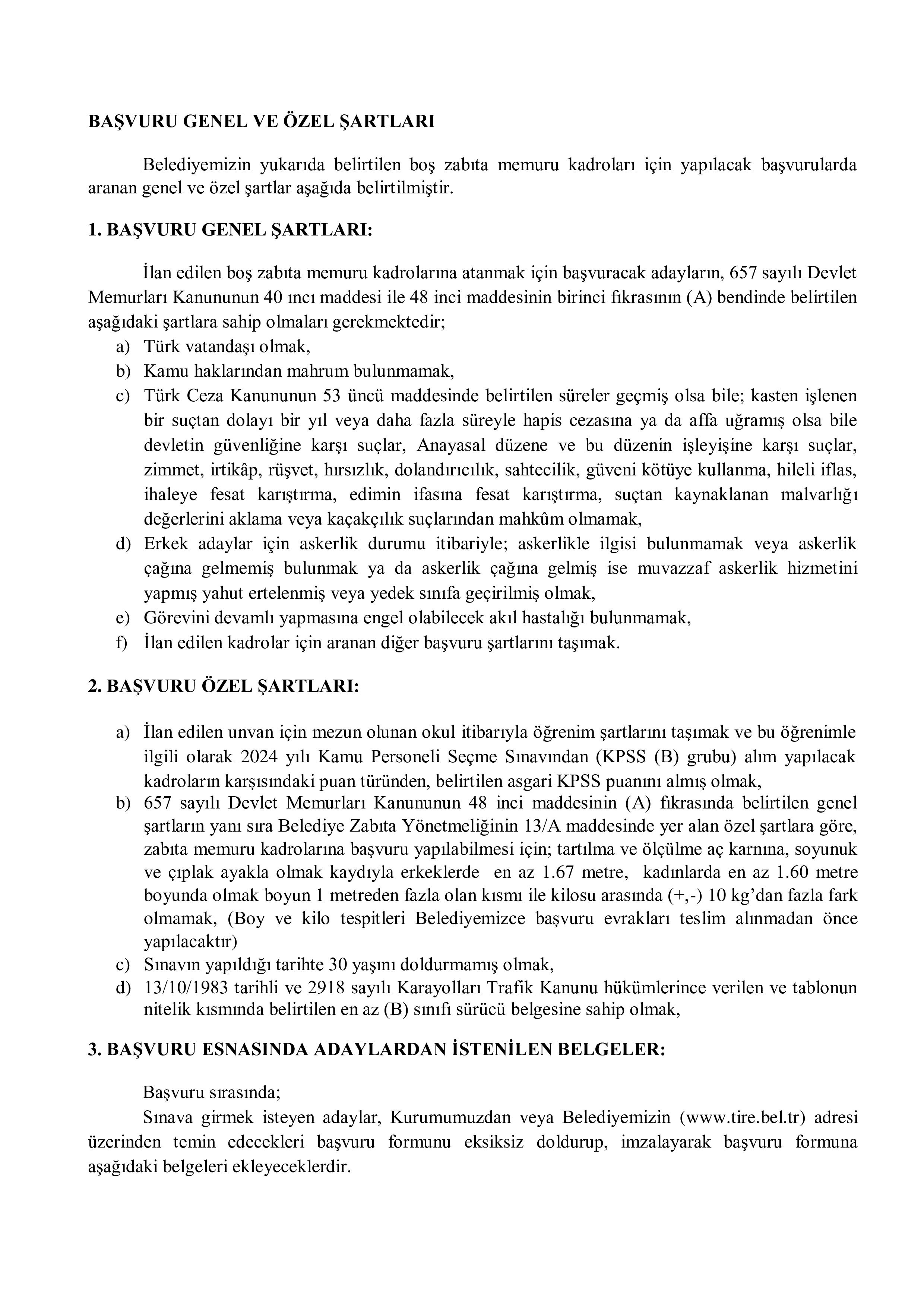 TİRE BELEDİYE BAŞKANLIĞI DÜZELTME İLANI ( 4 Mayıs - 6 Mayıs) İlan İçeriği Sayfa 2