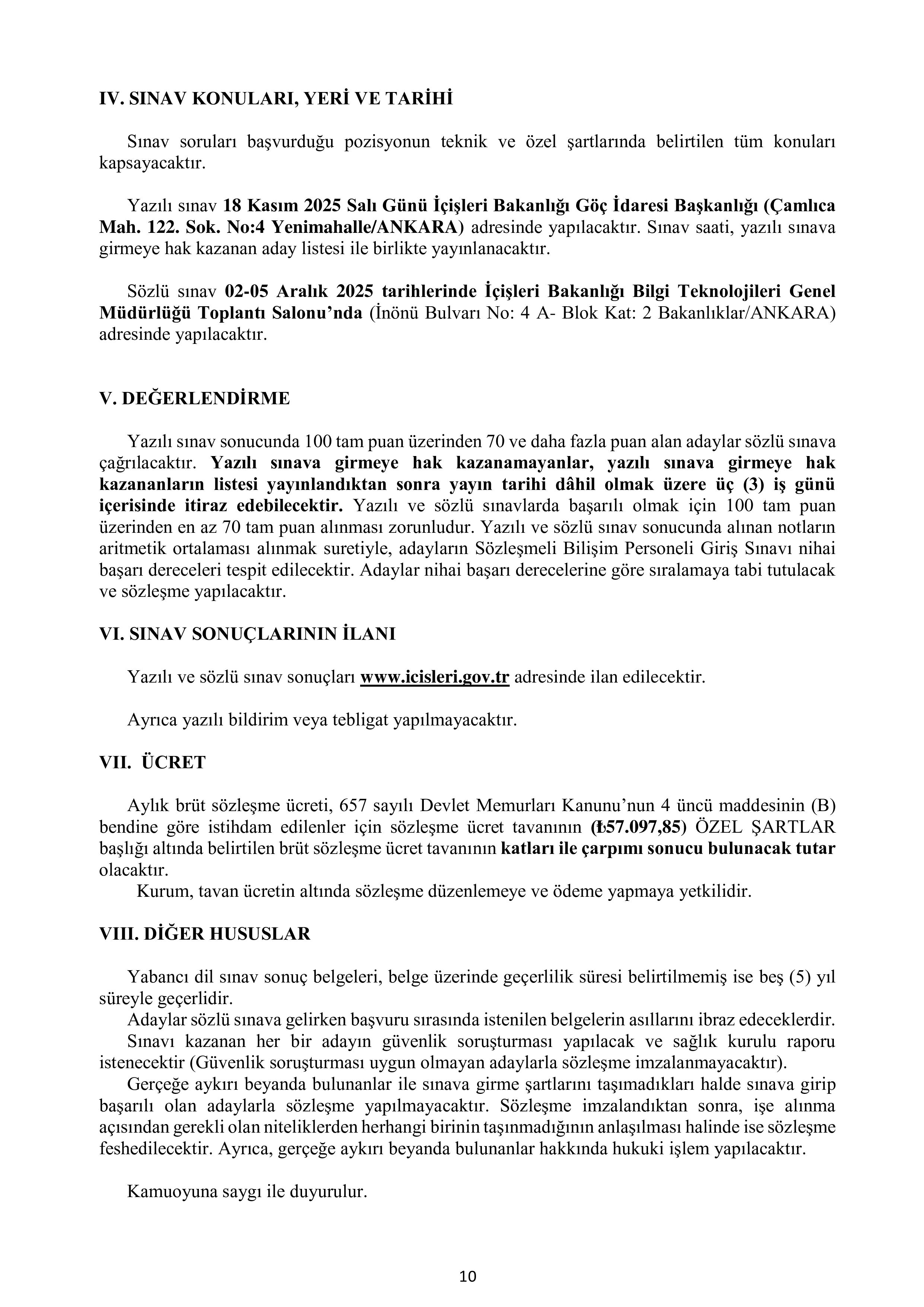 İlan İçeriği Sayfa 10 İÇİŞLERİ BAKANLIĞI 16 ALACAK ( 20 Ekim - 26 Ekim) İlan İçeriği Sayfa 10