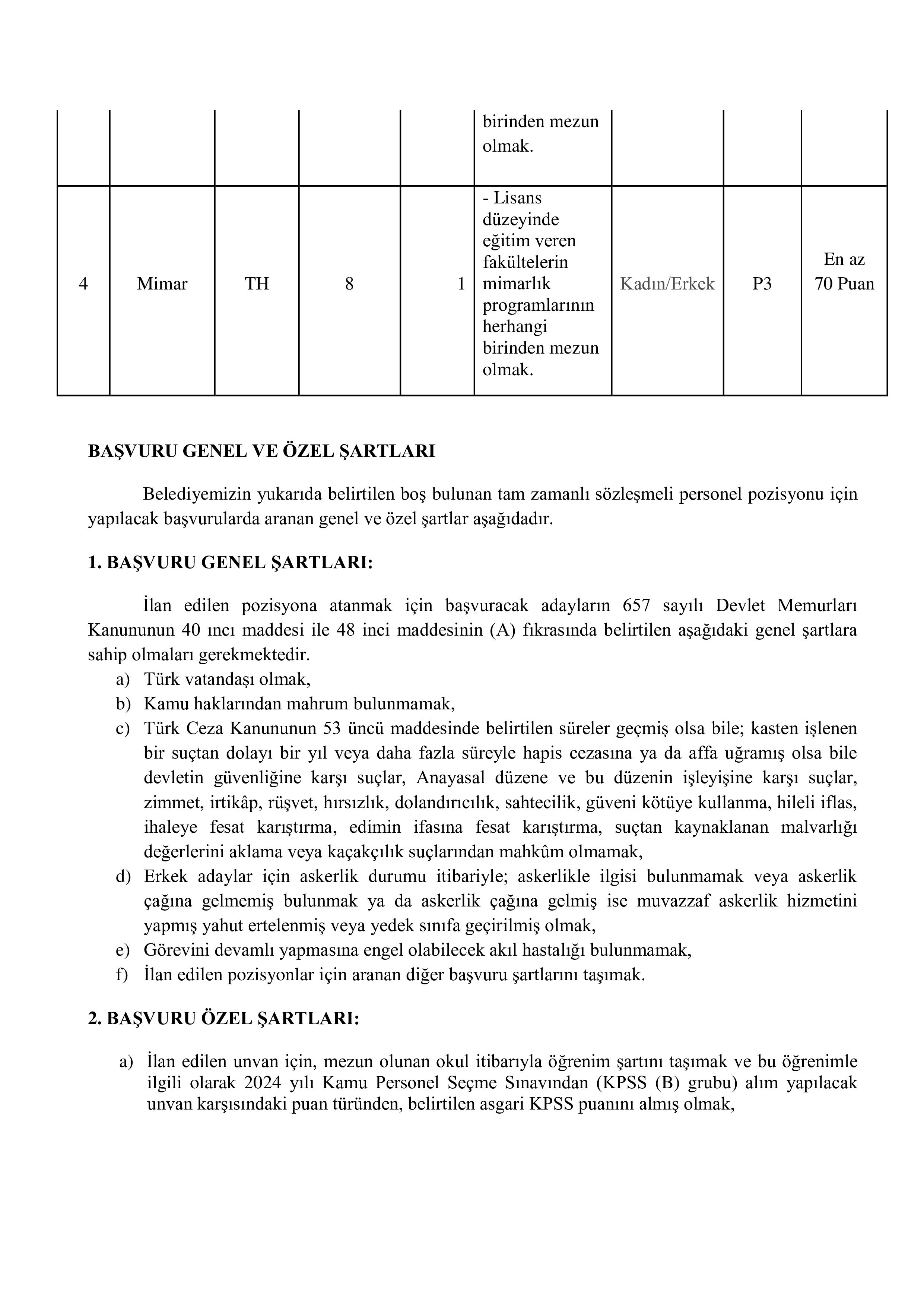 İlan İçeriği Sayfa 2 BAŞKALE BELEDİYE BAŞKANLIĞI 4 SÖZLEŞMELİ PERSONEL ALACAK ( 24 Aralık - 26 Aralık) İlan İçeriği Sayfa 2