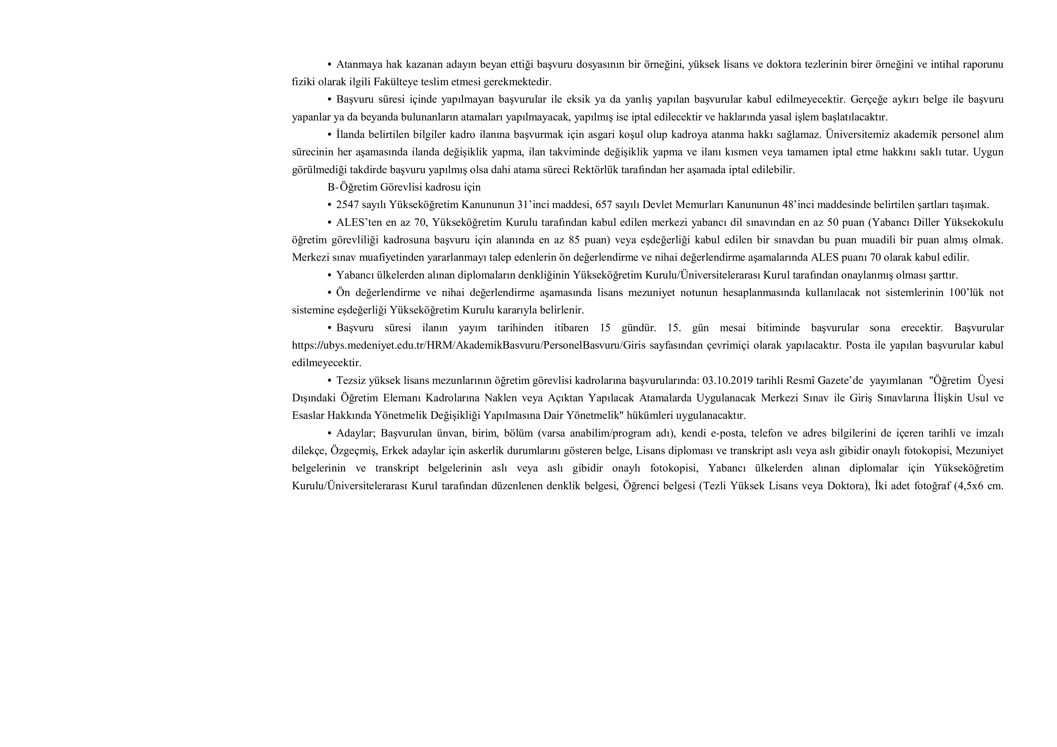 İlan İçeriği Sayfa 6 İSTANBUL MEDENİYET ÜNİVERSİTESİ 9 ÖĞRETİM ÜYESİ ALACAK ( 10 Kasım - 24 Kasım) İlan İçeriği Sayfa 6