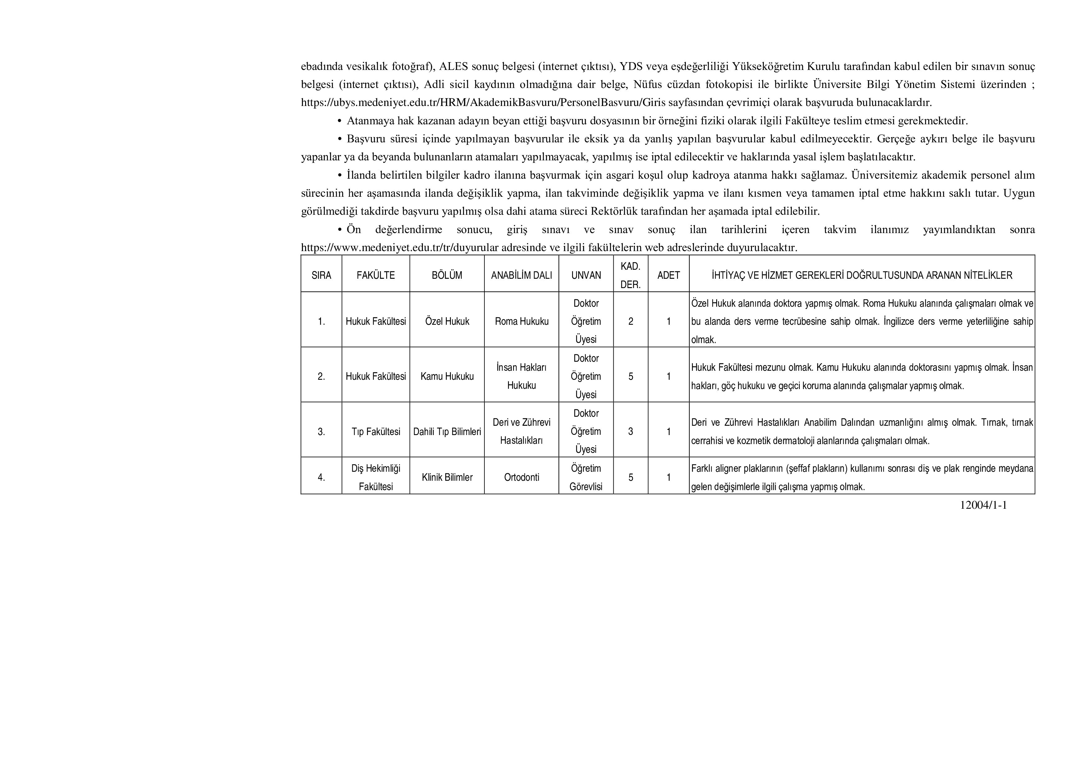 İlan İçeriği Sayfa 7 İSTANBUL MEDENİYET ÜNİVERSİTESİ 9 ÖĞRETİM ÜYESİ ALACAK ( 10 Kasım - 24 Kasım) İlan İçeriği Sayfa 7