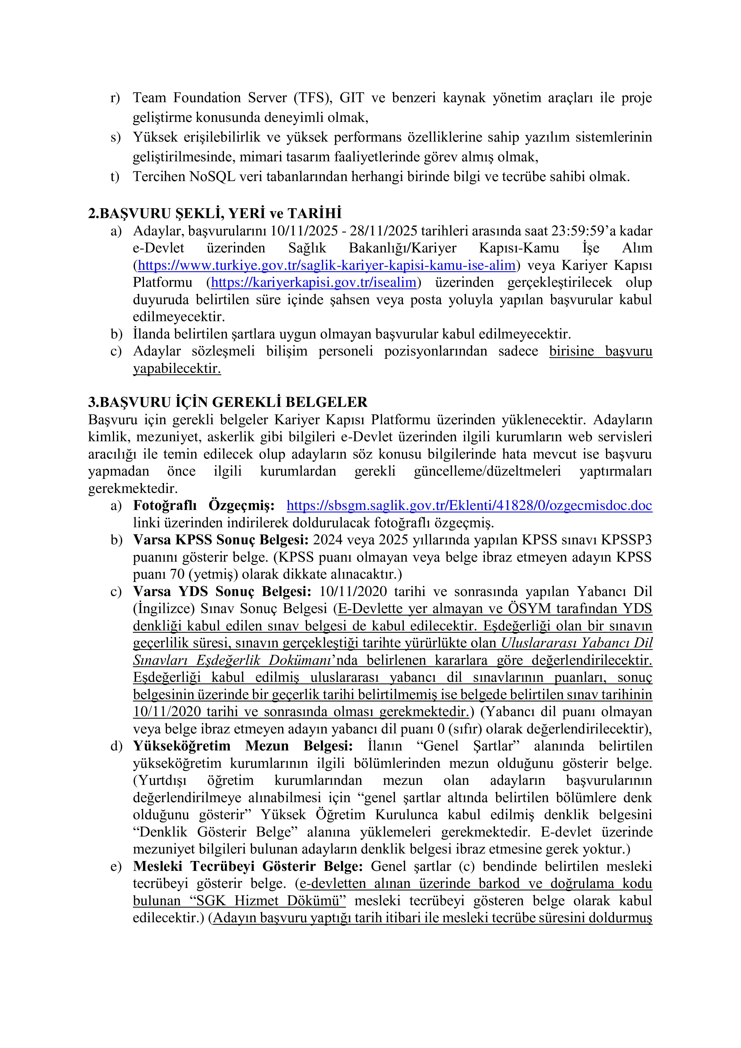 SAĞLIK BAKANLIĞI 10 SAĞLIK UZMAN YARDIMCISI ALACAK ( 10 Kasım - 14 Kasım) İlan İçeriği Sayfa 4