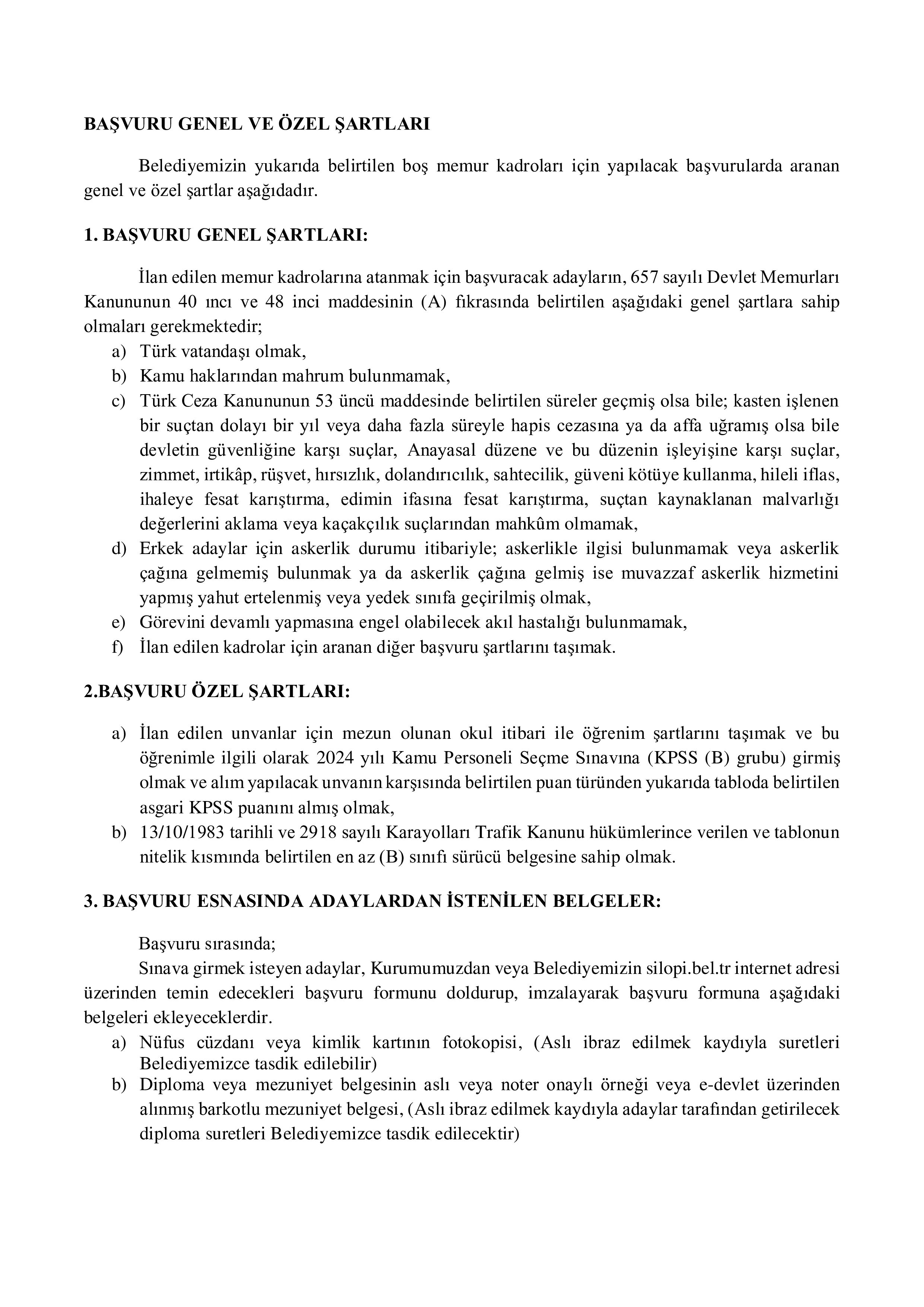 İlan İçeriği Sayfa 2 SİLOPİ BELEDİYE BAŞKANLIĞI 5 MEMUR ALACAK ( 20 Mayıs - 22 Mayıs) İlan İçeriği Sayfa 2