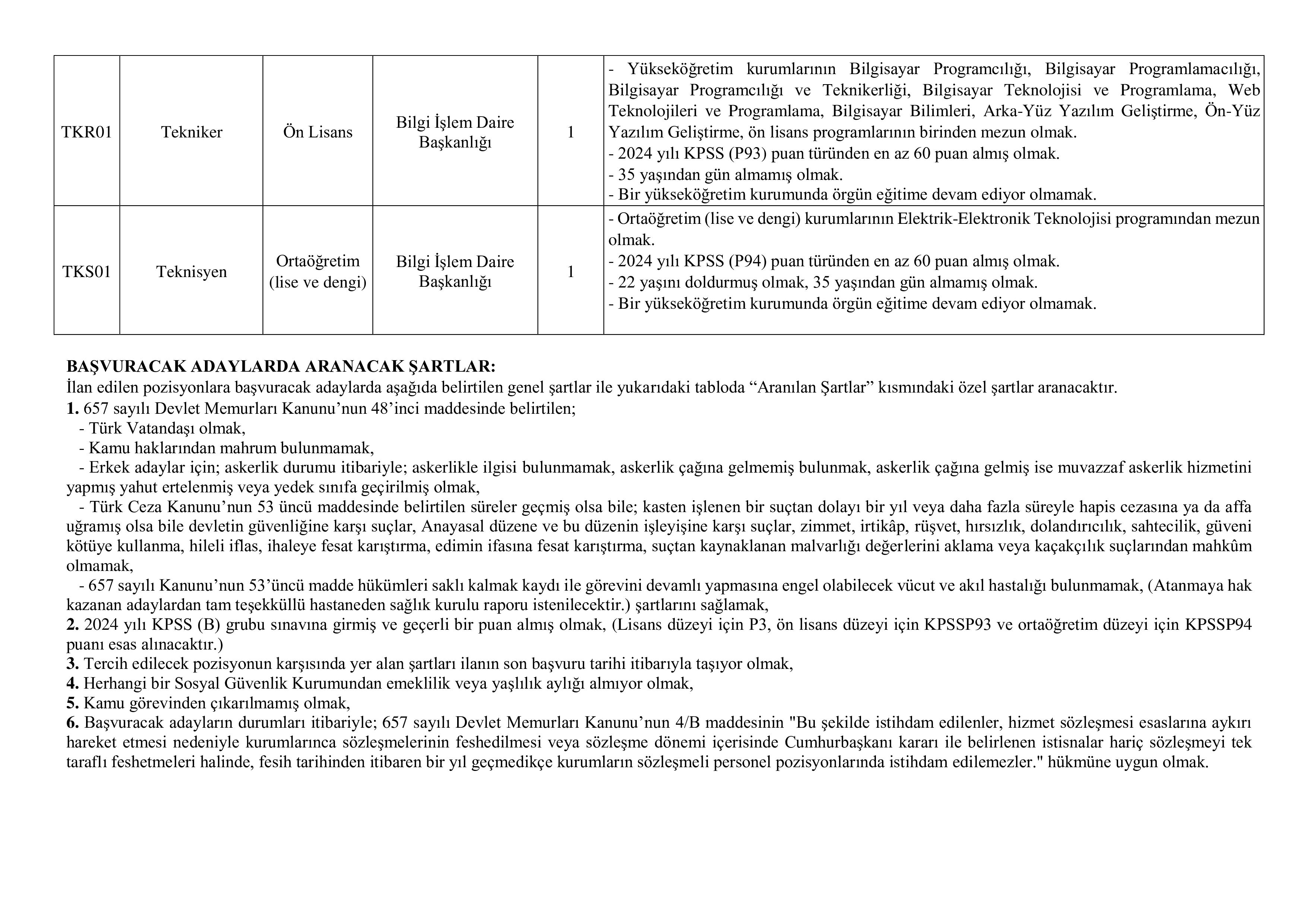 AKSARAY ÜNİVERSİTESİ 30 SÖZLEŞMELİ PERSONEL ALACAK ( 15 Aralık - 29 Aralık) İlan İçeriği Sayfa 3