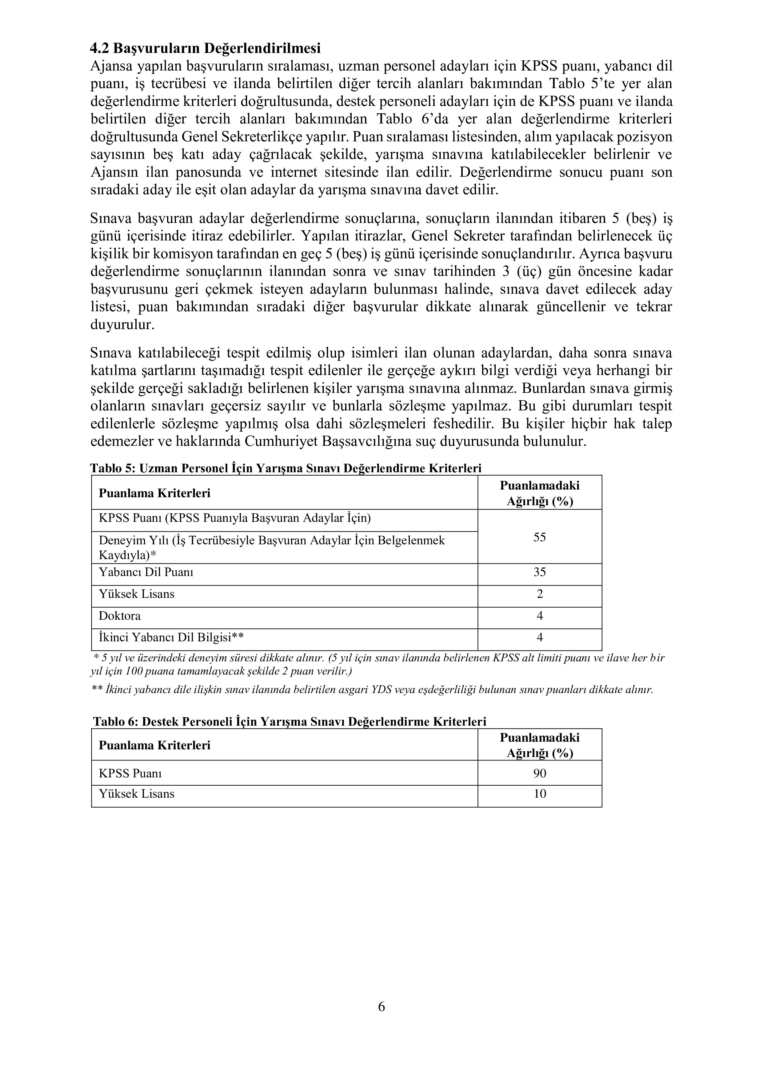 DOĞU ANADOLU KALKINMA AJANSI 4 UZMAN 1 DESTEK PERSONELİ ALACAK ( 2 Şubat - 16 Şubat) İlan İçeriği Sayfa 6