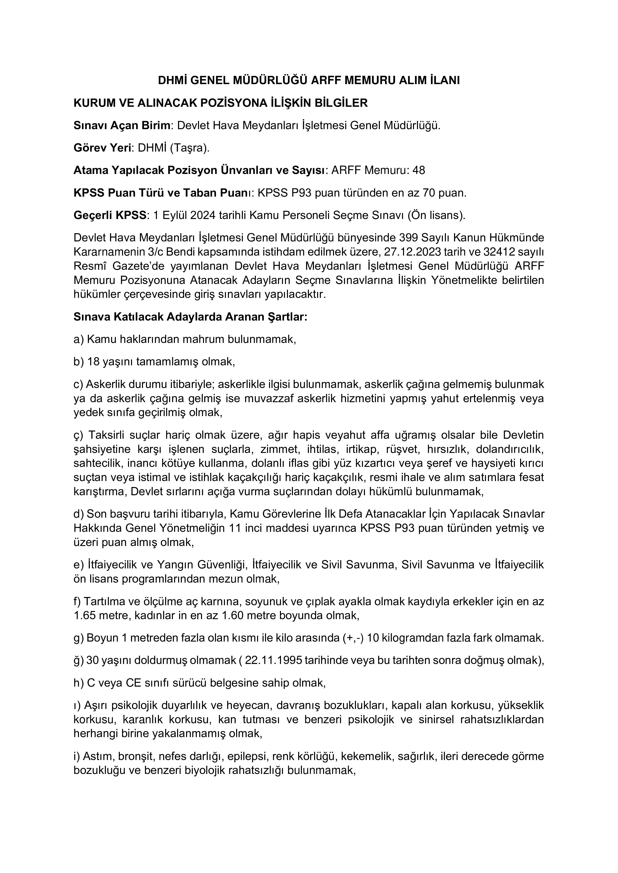 İlan İçeriği Sayfa 1 DEVLET HAVA MEYDANLARI İŞLETMESİ GENEL MÜDÜRLÜĞÜ 48 SÖZLEŞMELİ PERSONEL ALACAK ( 14 Kasım - 21 Kasım) İlan İçeriği Sayfa 1