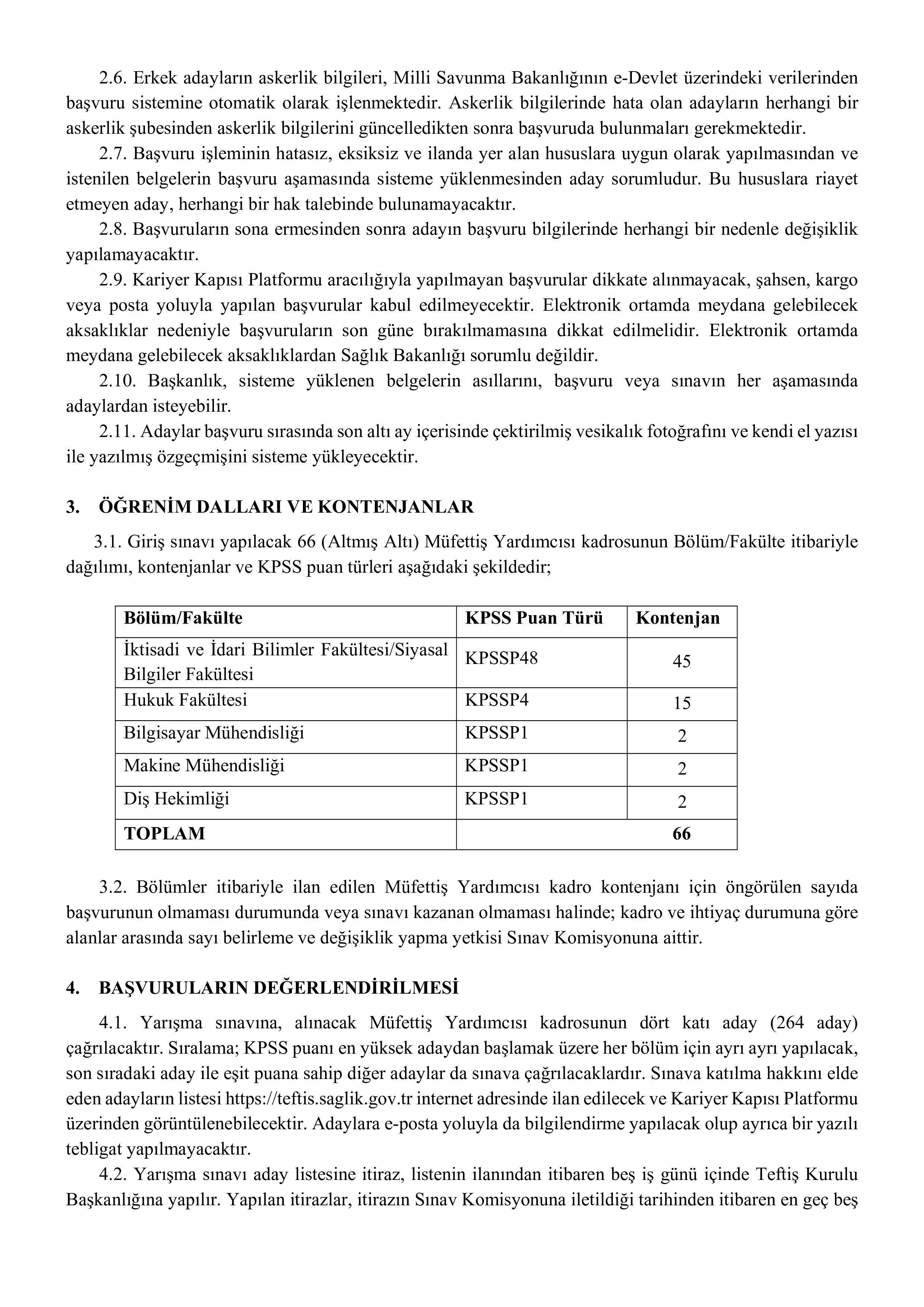 İlan İçeriği Sayfa 2 SAĞLIK BAKANLIĞI 66 MÜFETTİŞ YARDIMCISI ALACAK ( 1 Aralık - 12 Aralık) İlan İçeriği Sayfa 2