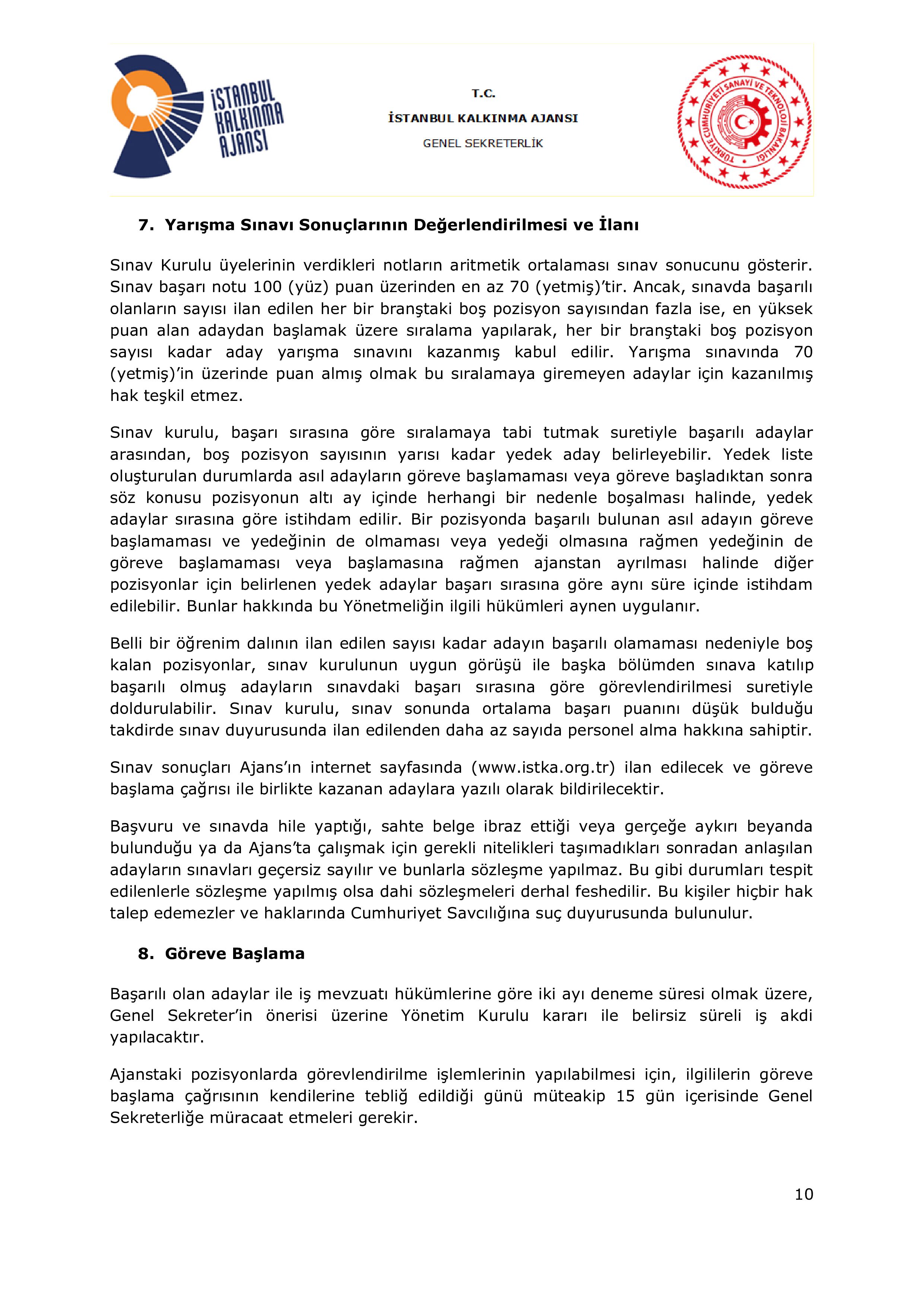 İlan İçeriği Sayfa 10 İSTANBUL KALKINMA AJANSI 11 ALACAK ( 4 Kasım - 18 Kasım) İlan İçeriği Sayfa 10