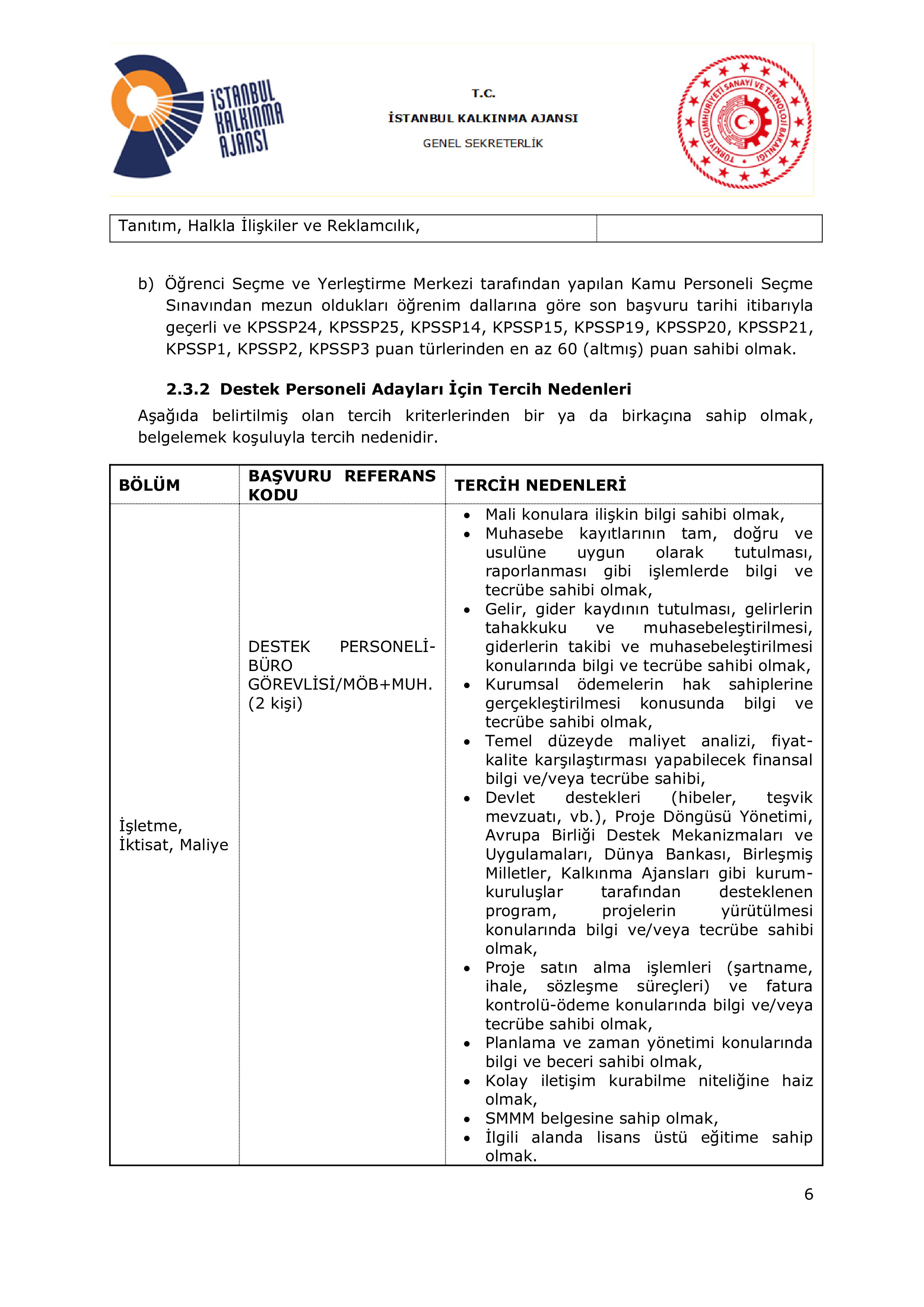 İlan İçeriği Sayfa 6 İSTANBUL KALKINMA AJANSI 11 ALACAK ( 4 Kasım - 18 Kasım) İlan İçeriği Sayfa 6
