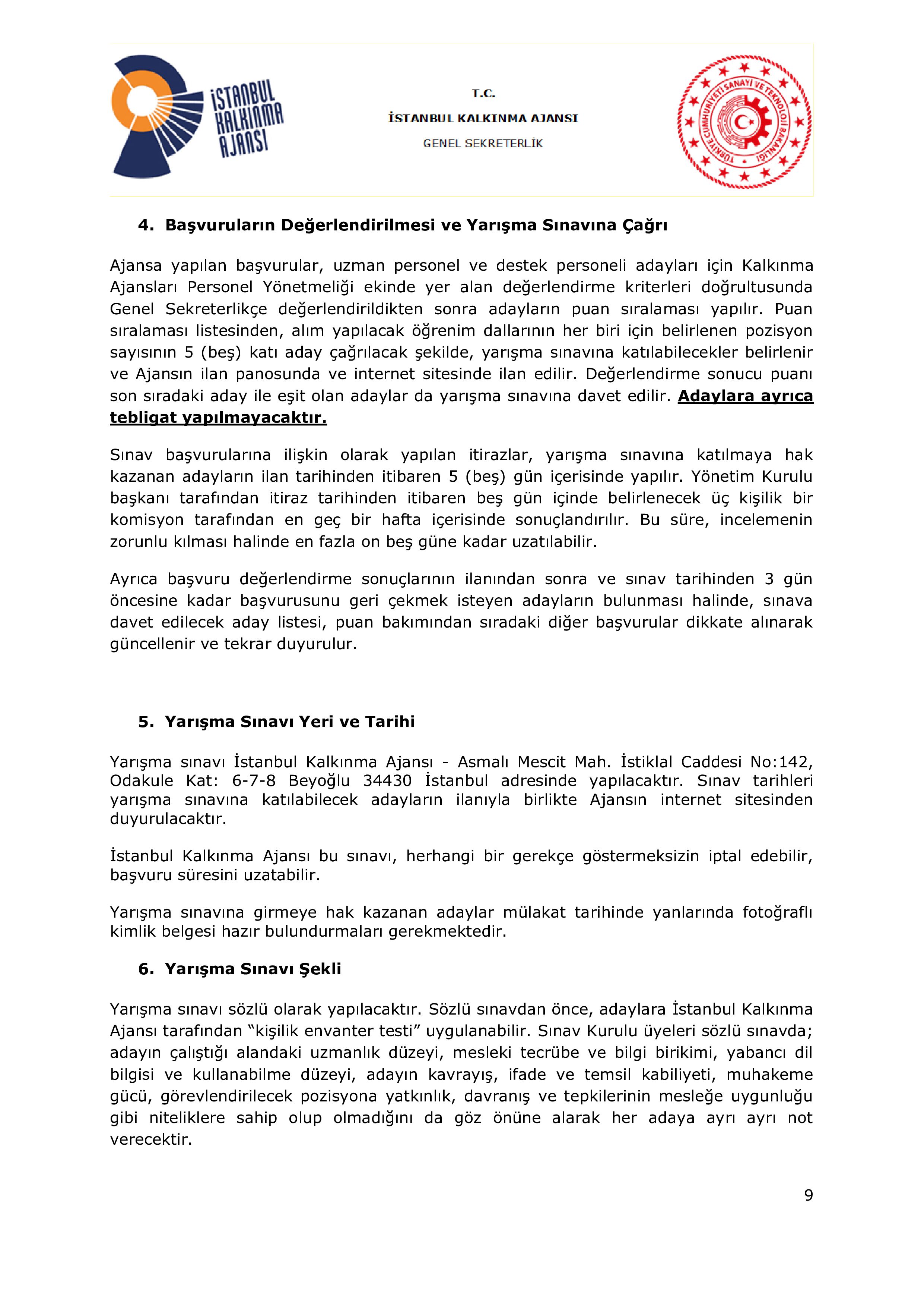 İlan İçeriği Sayfa 9 İSTANBUL KALKINMA AJANSI 11 ALACAK ( 4 Kasım - 18 Kasım) İlan İçeriği Sayfa 9