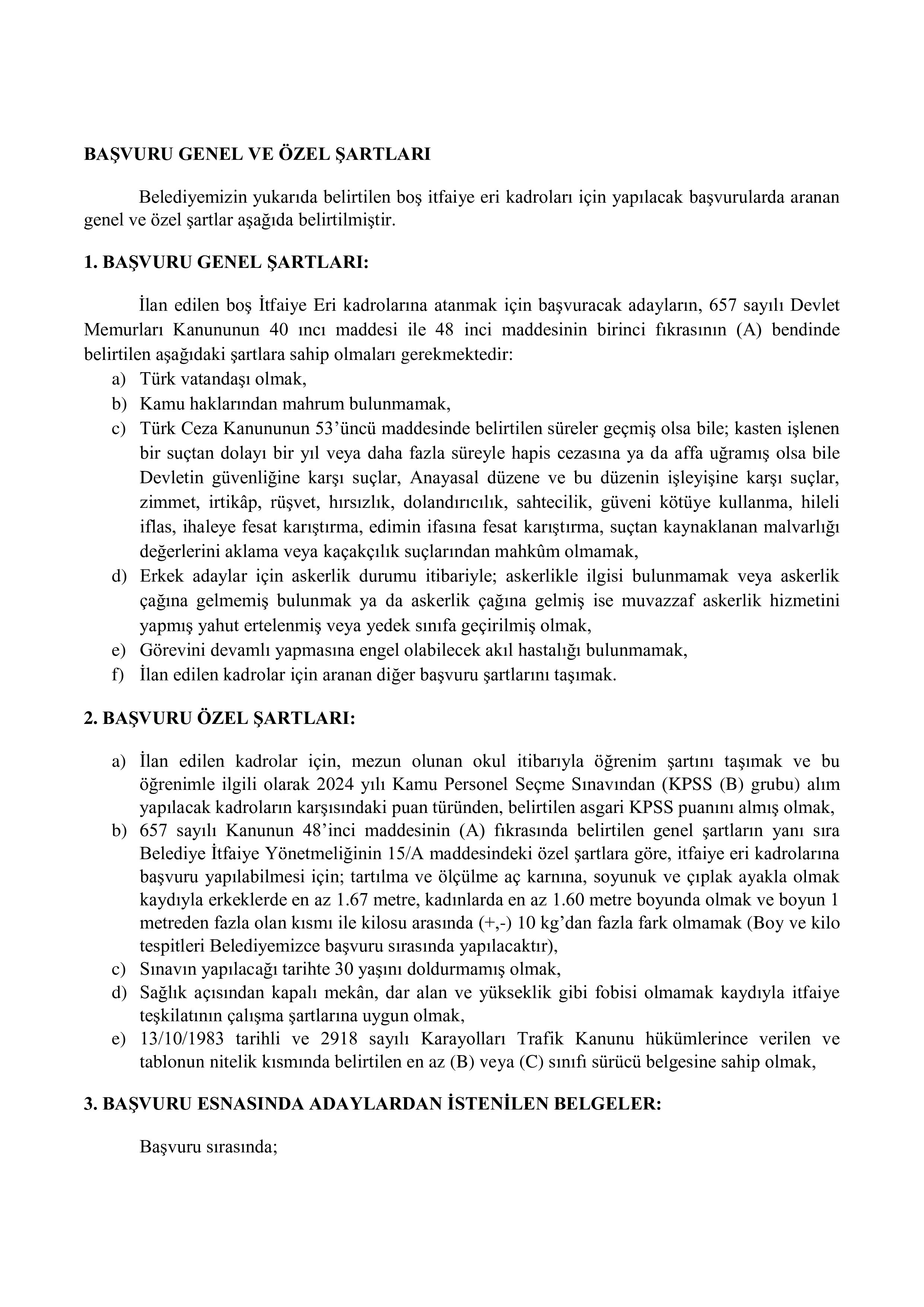 SİVAS BELEDİYE BAŞKANLIĞI 24 MEMUR ALACAK ( 24 Aralık - 26 Aralık) İlan İçeriği Sayfa 2
