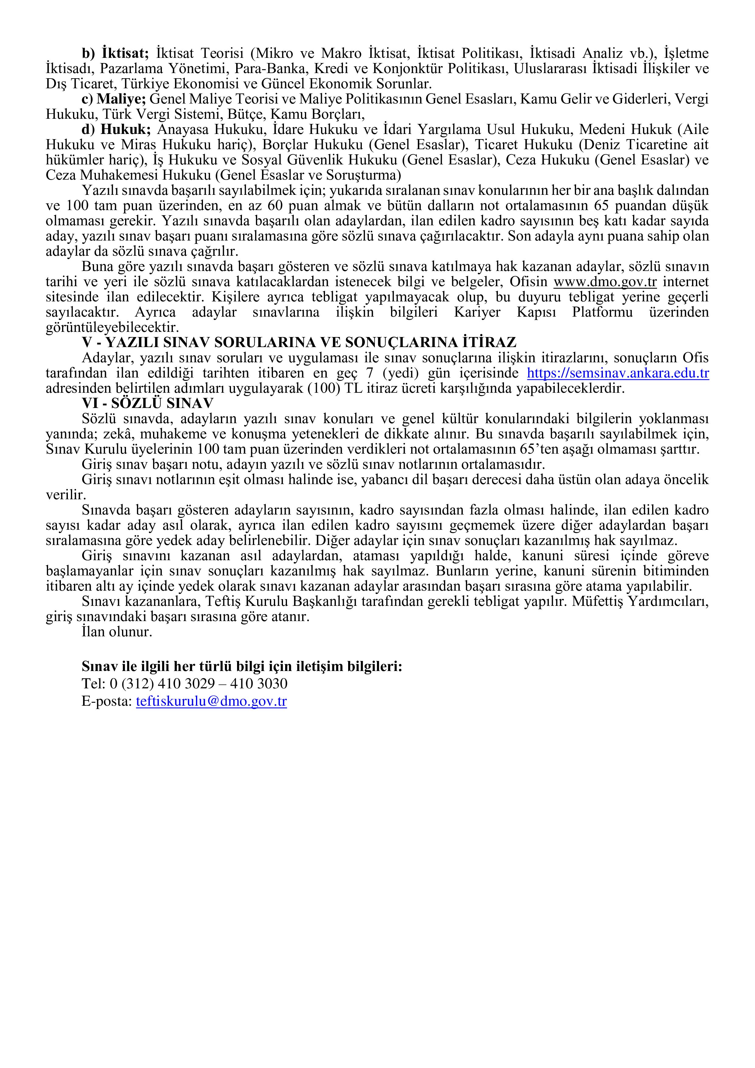 DEVLET MALZEME OFİSİ GENEL MÜDÜRLÜĞÜ 5 MÜFETTİŞ YARDIMCISI ALACAK ( 24 Mart - 11 Nisan) İlan İçeriği Sayfa 2