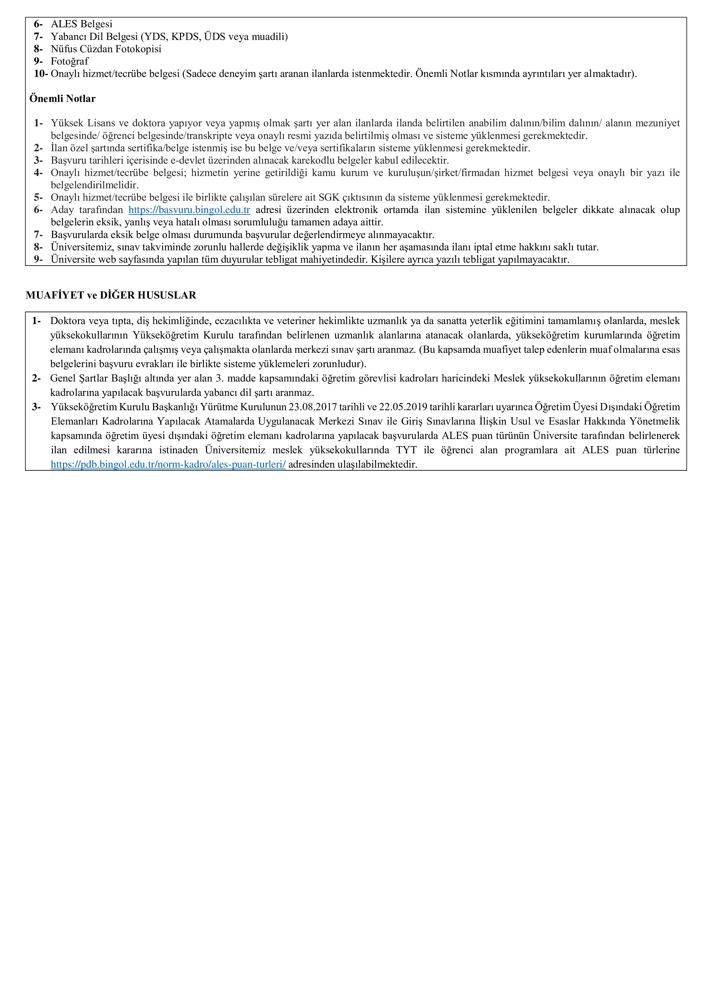 İlan İçeriği Sayfa 2 BİNGÖL ÜNİVERSİTESİ 1 ÖĞRETİM ELEMANI ALACAK ( 14 Mayıs - 5 Haziran) İlan İçeriği Sayfa 2