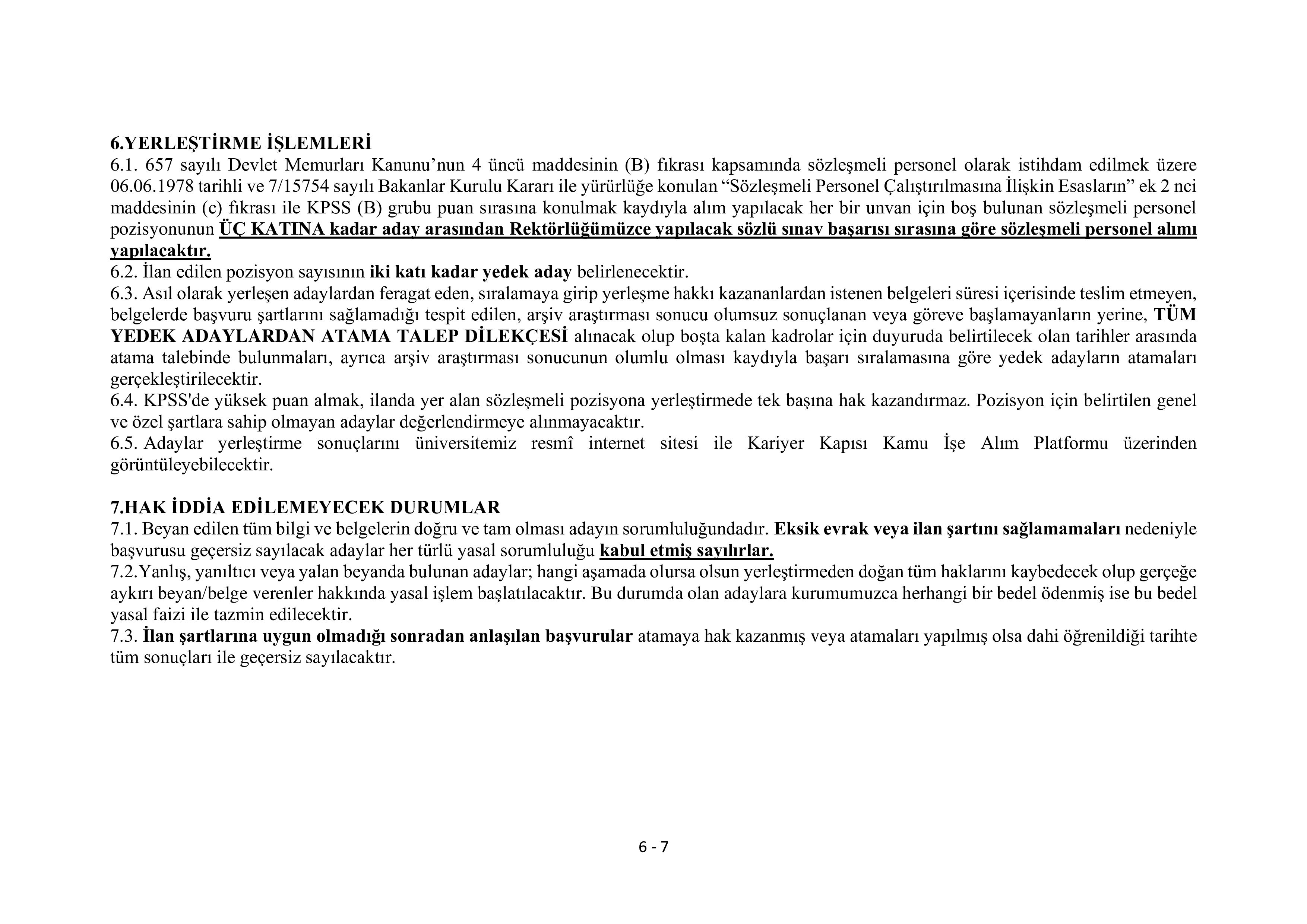 GEBZE TEKNİK ÜNİVERSİTESİ 6 SÖZLEŞMELİ PERSONEL ALACAK ( 15 Aralık - 29 Aralık) İlan İçeriği Sayfa 6