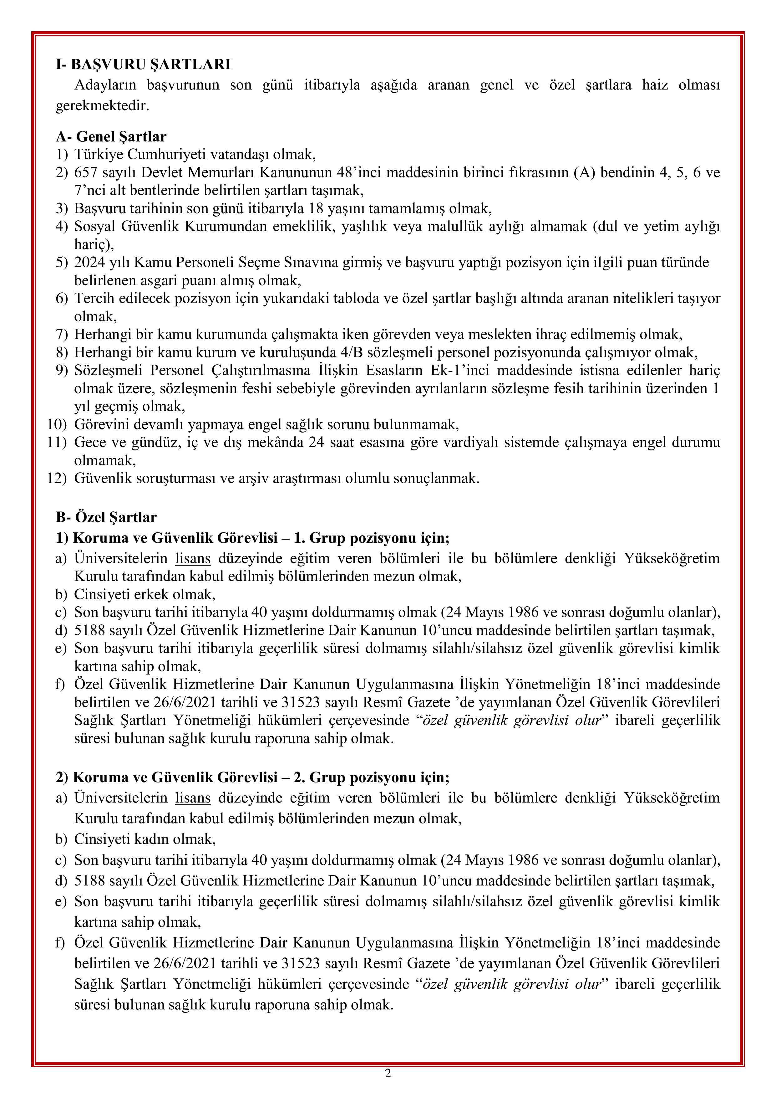 GENÇLİK VE SPOR BAKANLIĞI 2610 SÖZLEŞMELİ PERSONEL ALACAK ( 18 Mayıs - 24 Mayıs) İlan İçeriği Sayfa 2