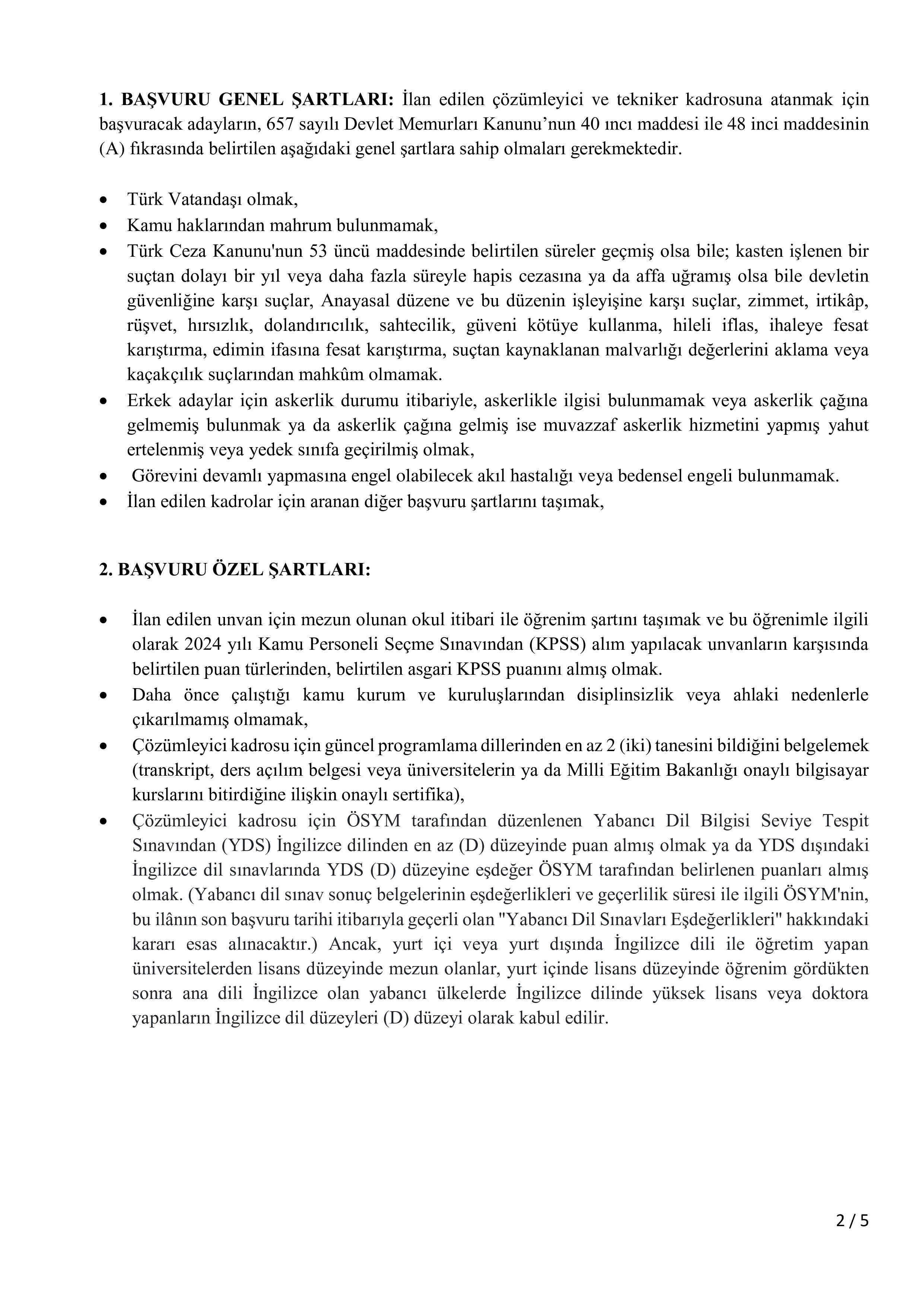 İlan İçeriği Sayfa 2 BOLU İL ÖZEL İDARESİ 2 SÖZLEŞMELİ PERSONEL ALACAK ( 4 Mayıs - 15 Mayıs) İlan İçeriği Sayfa 2