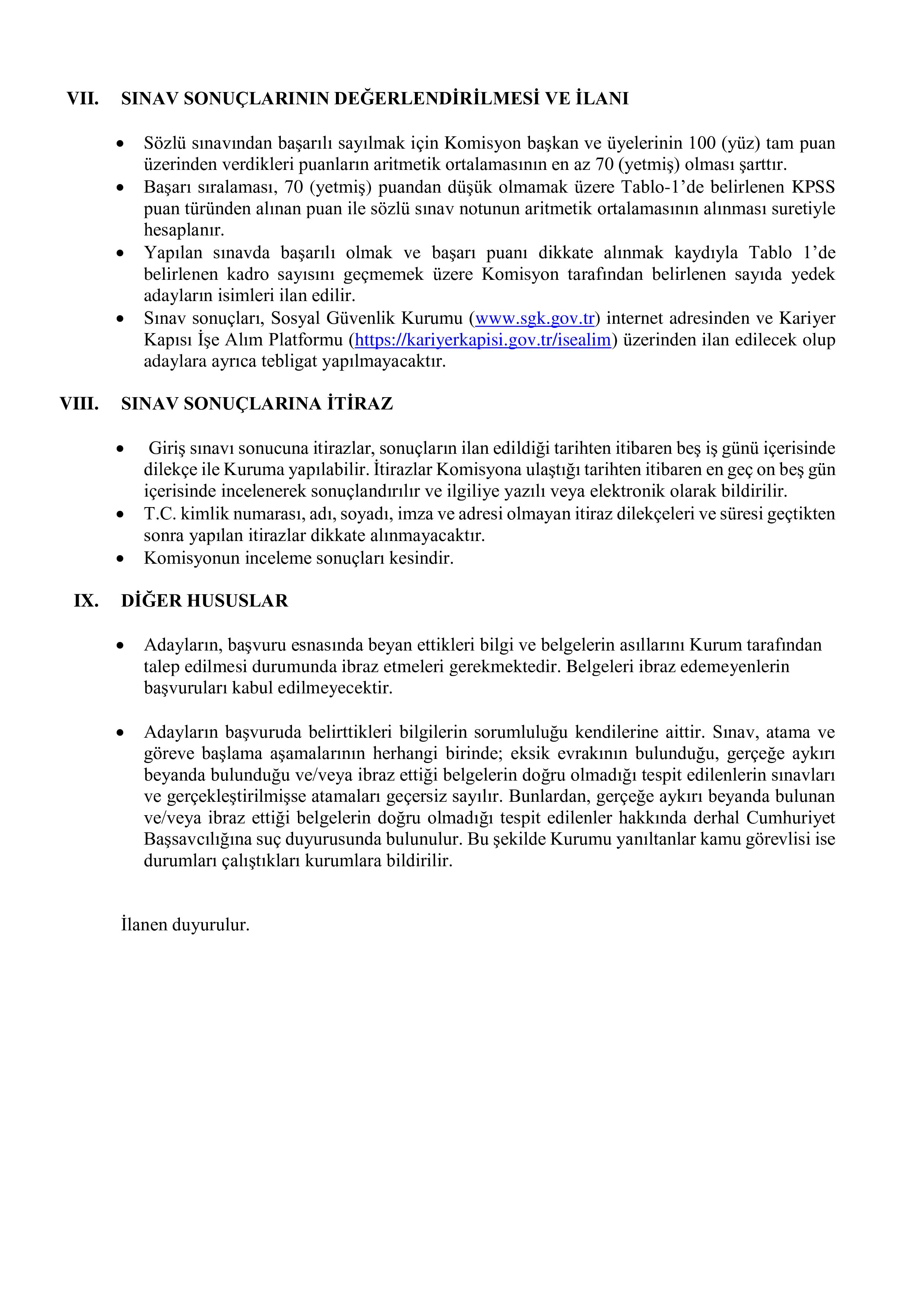 SOSYAL GÜVENLİK KURUMU BAŞKANLIĞI 100 SOSYAL GÜVENLİK DENETMEN YARDIMCISI ALACAK ( 20 Ekim - 2 Kasım) İlan İçeriği Sayfa 3