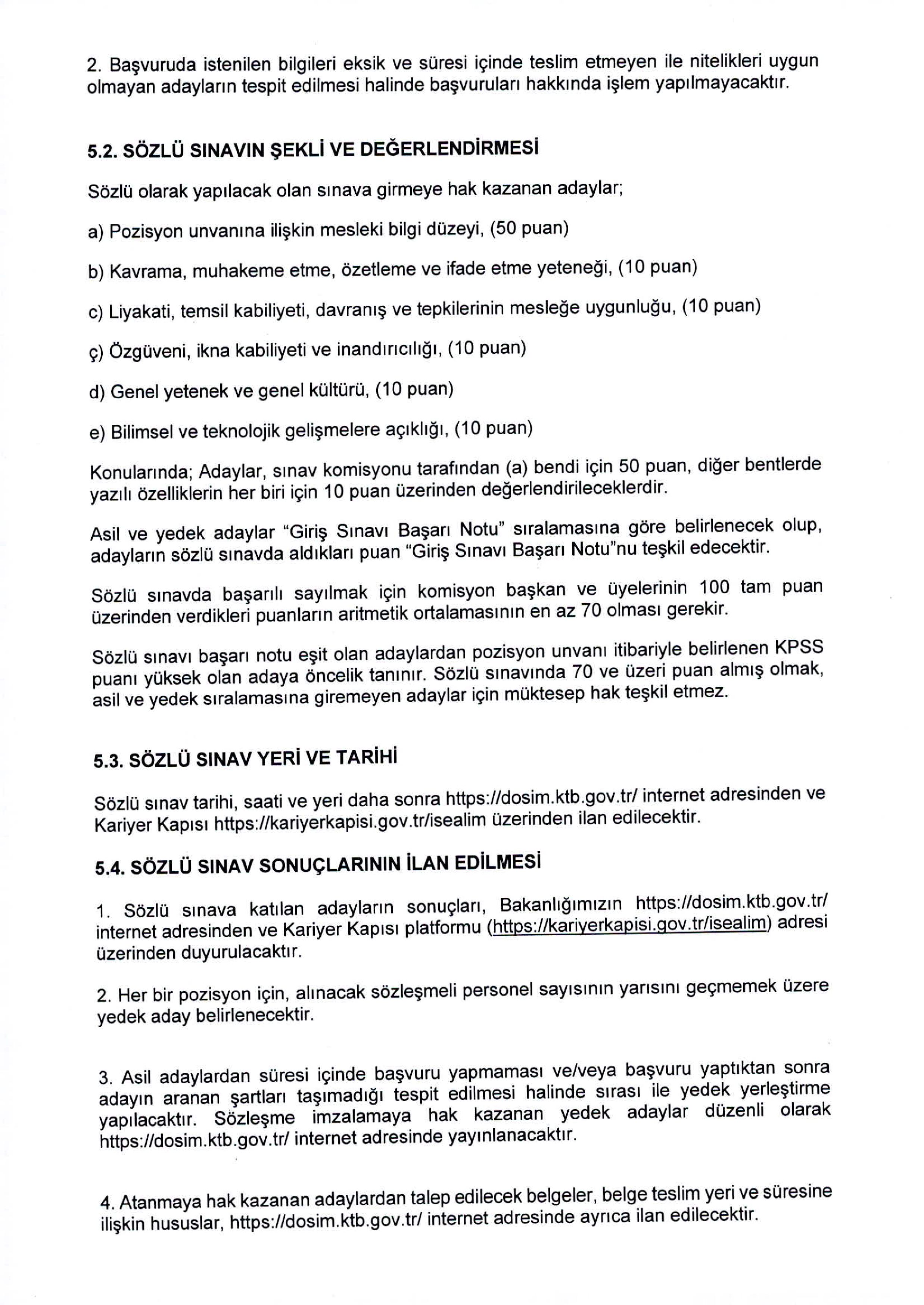 İlan İçeriği Sayfa 10 KÜLTÜR VE TURİZM BAKANLIĞI 72 SÖZLEŞMELİ PERSONEL ALACAK ( 19 Haziran - 3 Temmuz) İlan İçeriği Sayfa 10