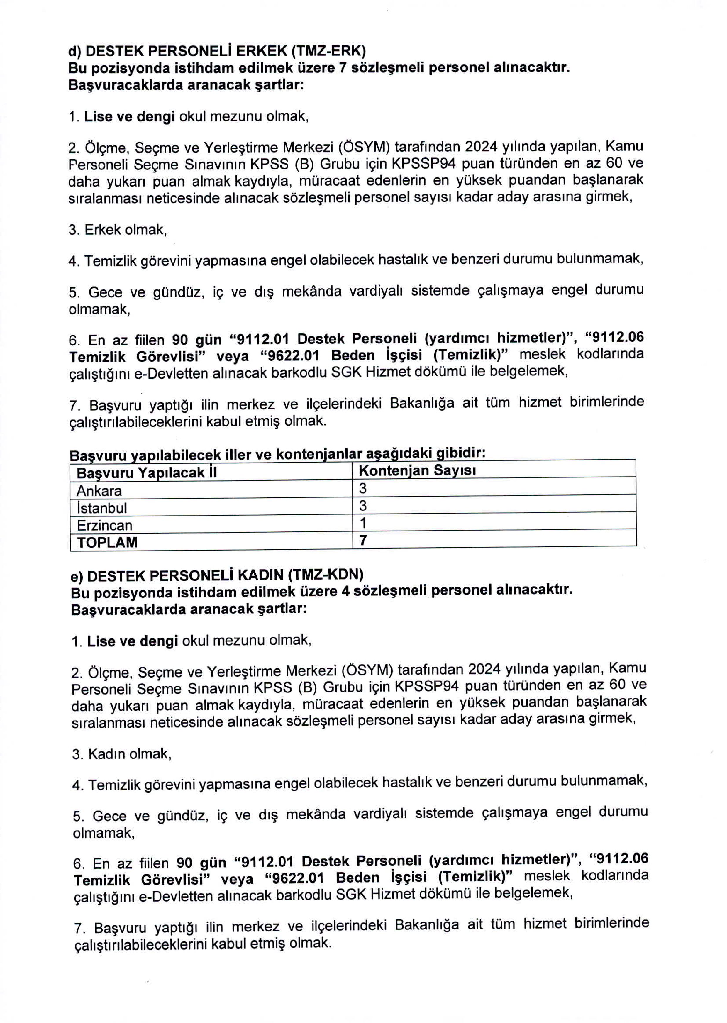 İlan İçeriği Sayfa 4 KÜLTÜR VE TURİZM BAKANLIĞI 72 SÖZLEŞMELİ PERSONEL ALACAK ( 19 Haziran - 3 Temmuz) İlan İçeriği Sayfa 4