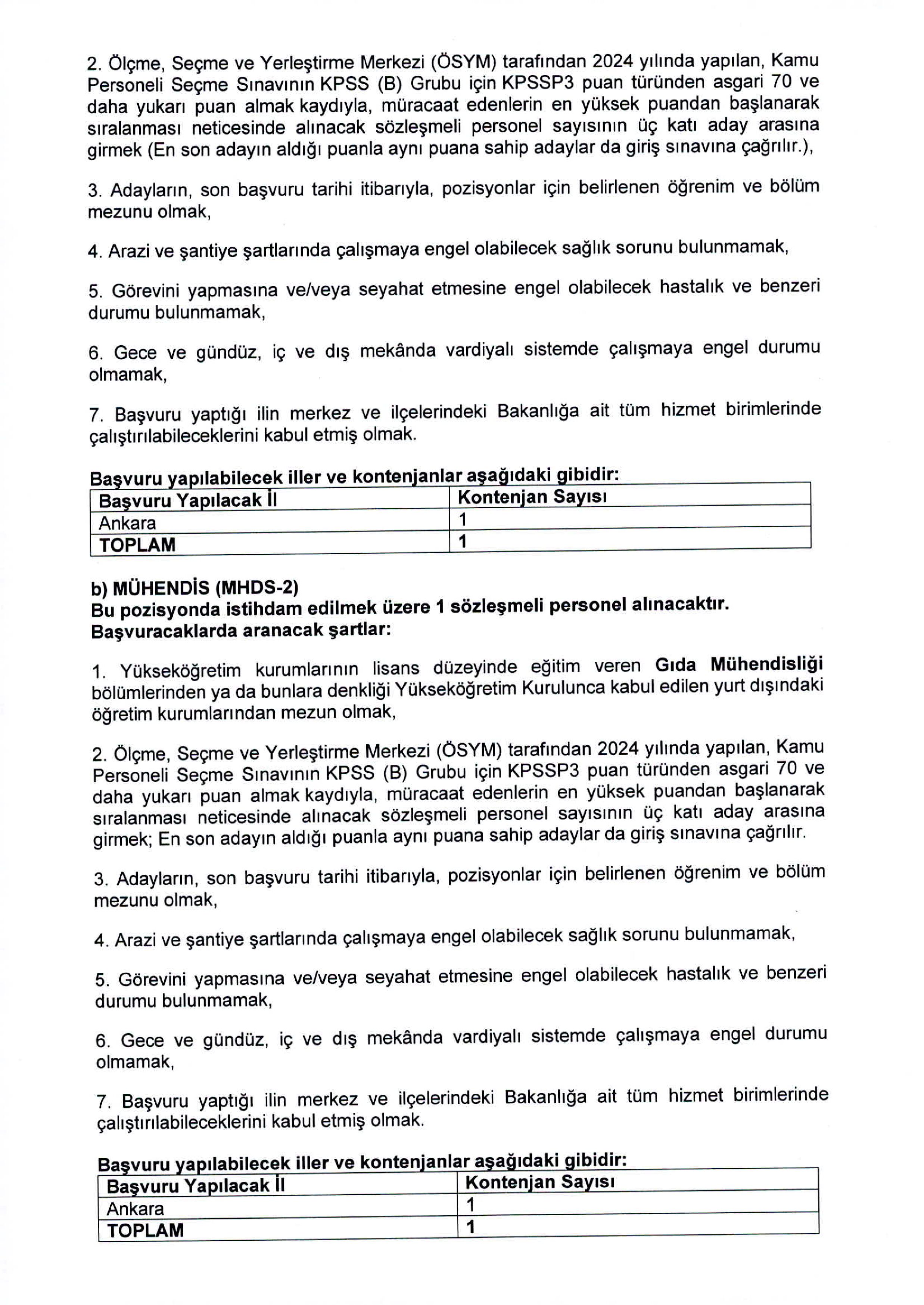 İlan İçeriği Sayfa 7 KÜLTÜR VE TURİZM BAKANLIĞI 72 SÖZLEŞMELİ PERSONEL ALACAK ( 19 Haziran - 3 Temmuz) İlan İçeriği Sayfa 7