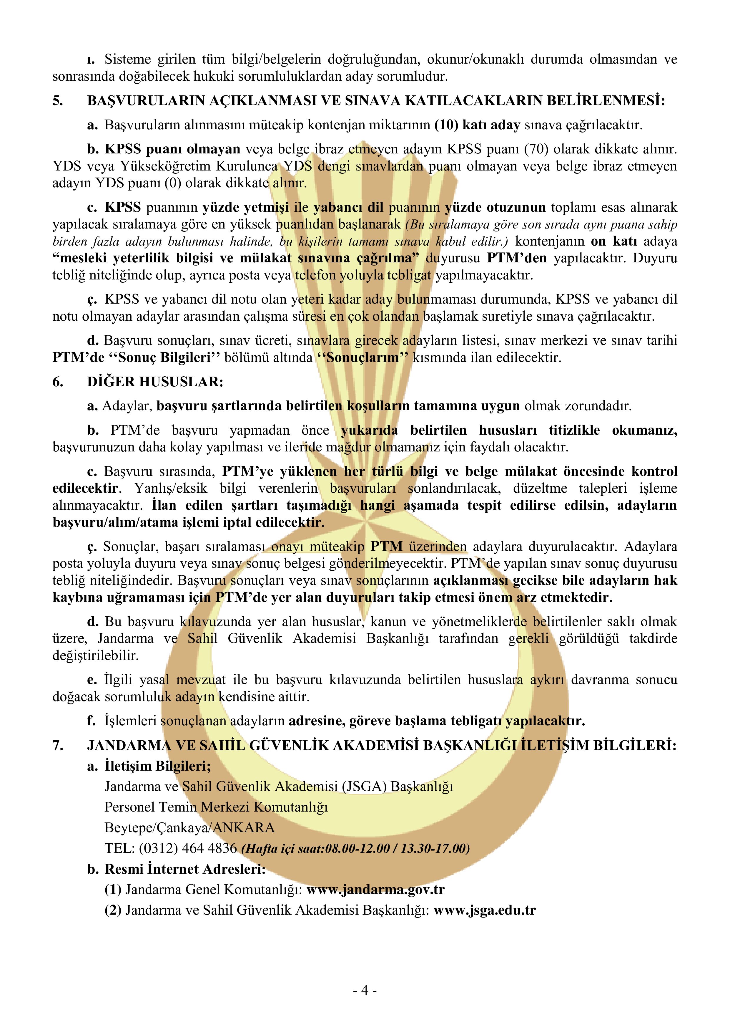 JANDARMA GENEL KOMUTANLIĞI 11  SÖZLEŞMELİ BİLİŞİM PERSONELİ TEMİN EDECEKTİR ( 17 Ekim - 2 Kasım) İlan İçeriği Sayfa 4