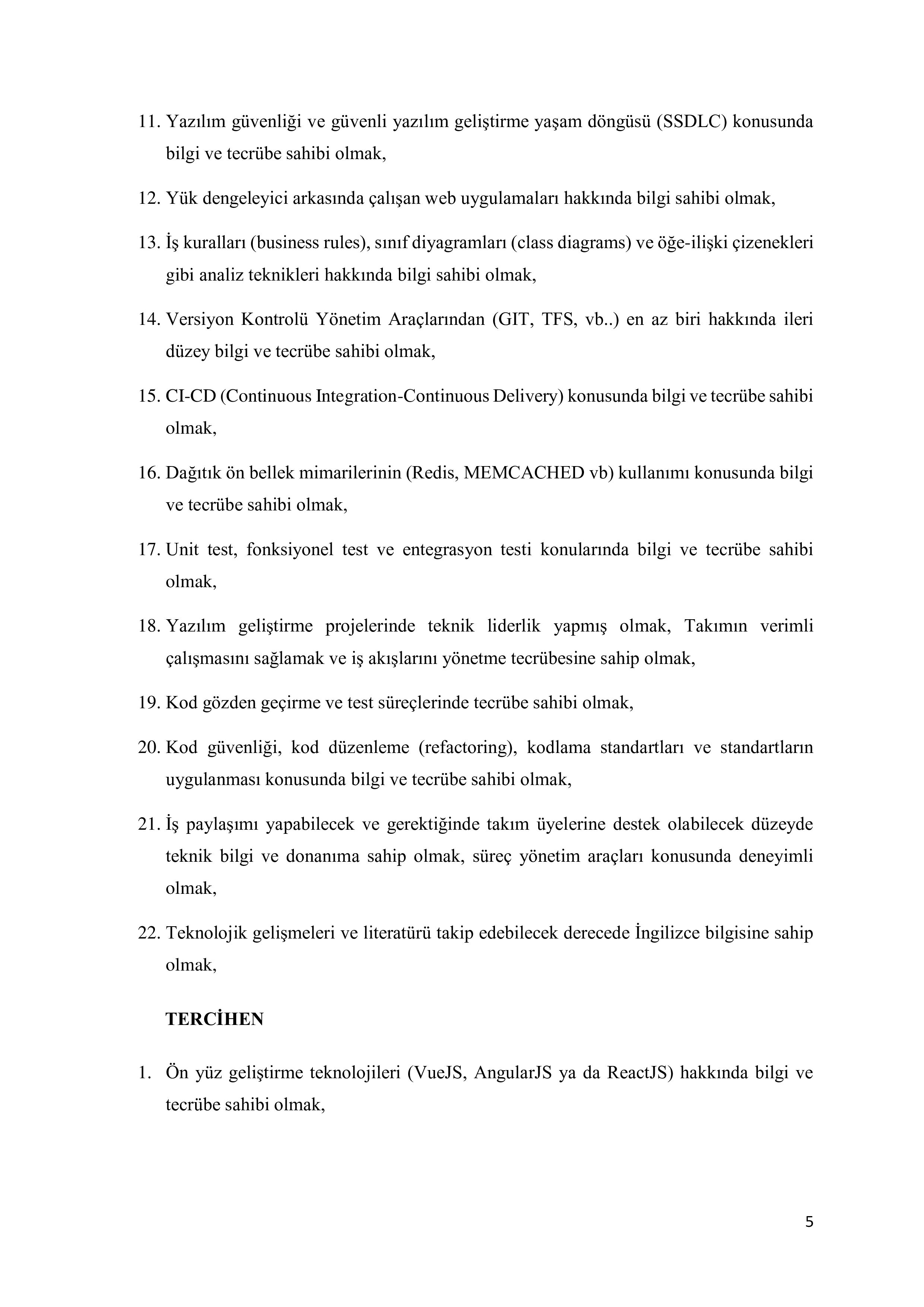 TÜRKİYE İŞ KURUMU GENEL MÜDÜRLÜĞÜ 8  ADET BİLİŞİM PERSONELİ  ( 21 Ekim - 3 Kasım) İlan İçeriği Sayfa 5
