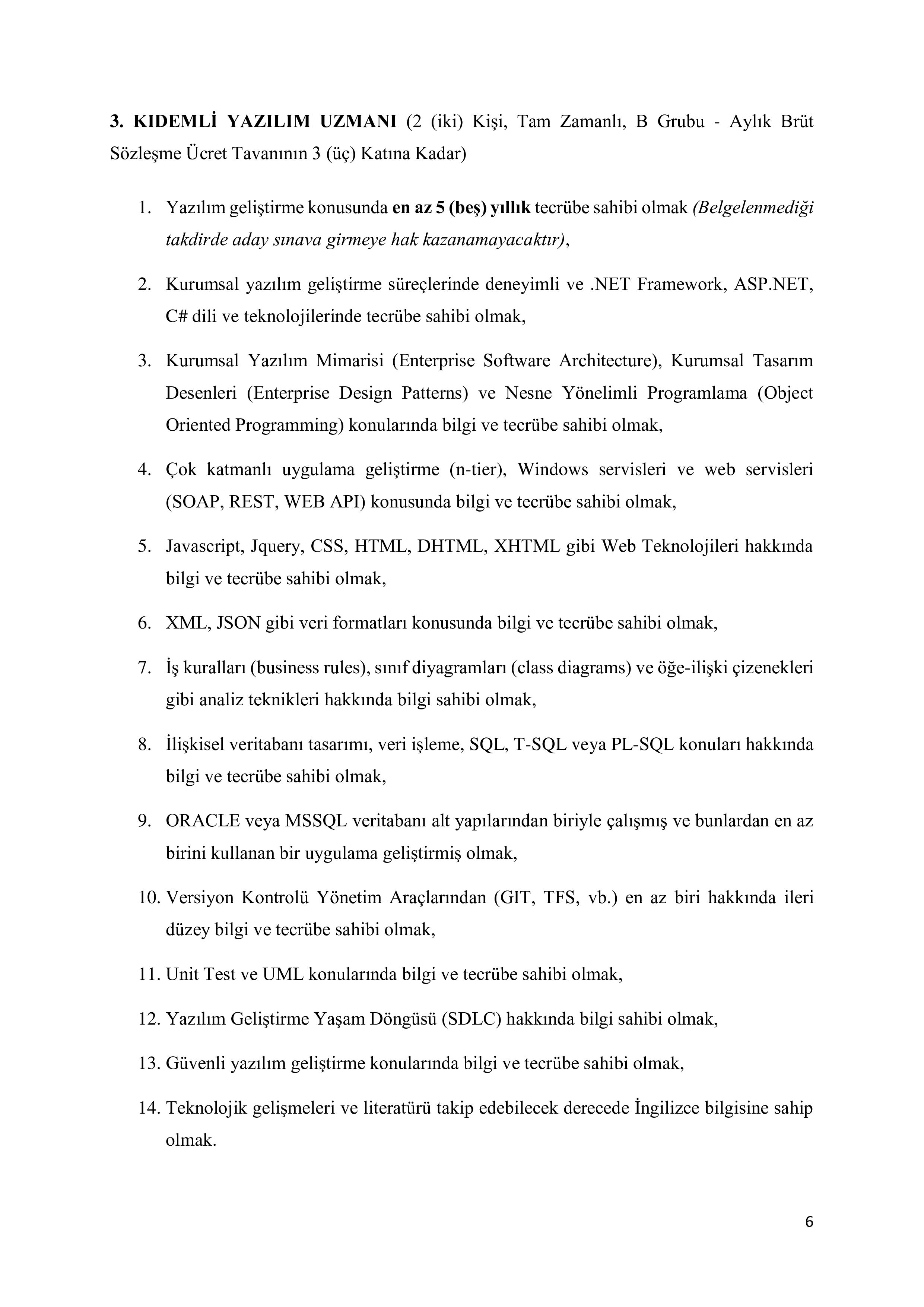 TÜRKİYE İŞ KURUMU GENEL MÜDÜRLÜĞÜ 8  ADET BİLİŞİM PERSONELİ  ( 21 Ekim - 3 Kasım) İlan İçeriği Sayfa 6
