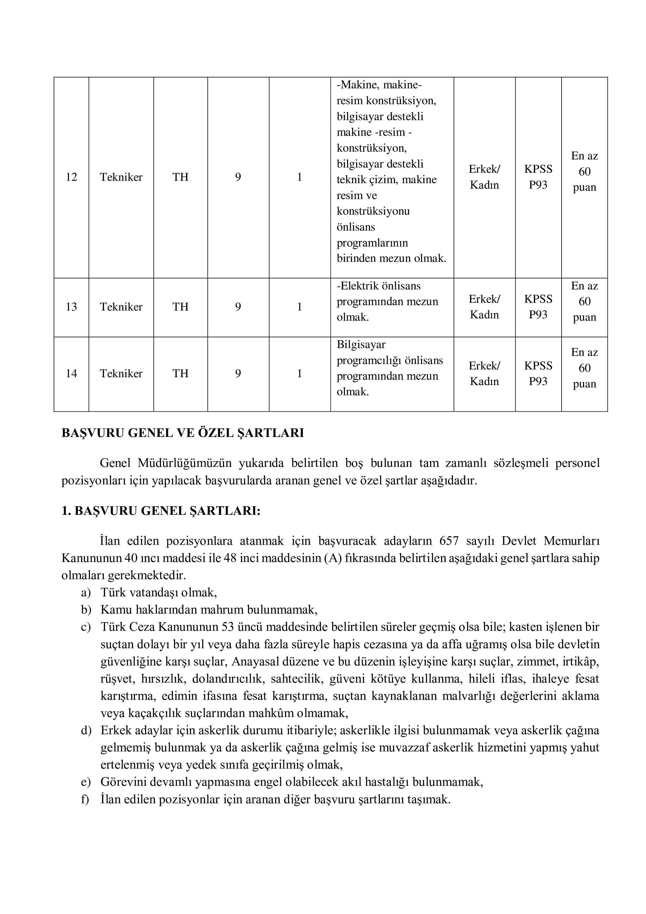 MASKİ MALATYA SU VE KANALİZASYON İŞL.MÜD. 30 SÖZLEŞMELİ PERSONEL ALACAK ( 27 Nisan - 6 Mayıs) İlan İçeriği Sayfa 3