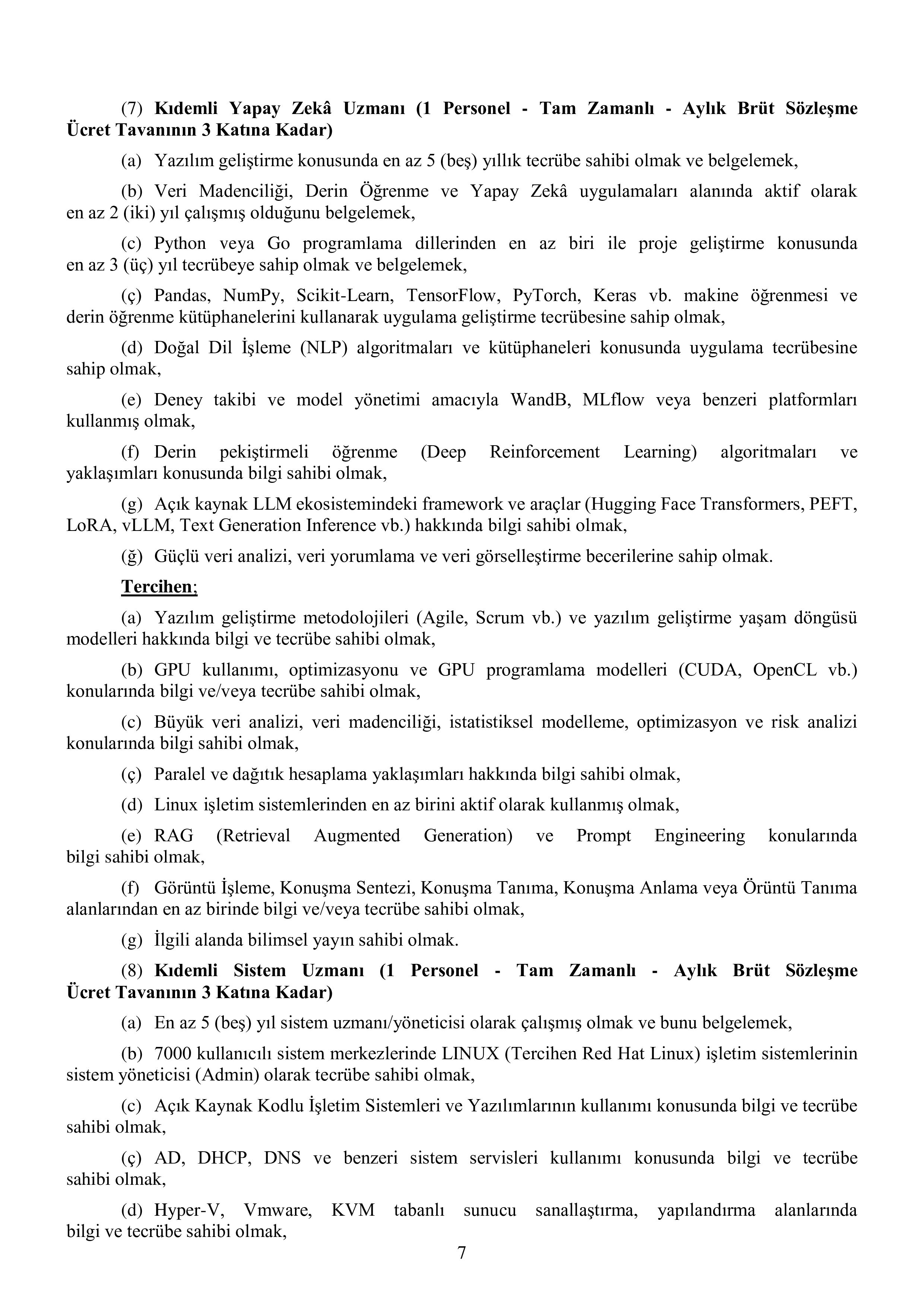 MİLLİ SAVUNMA BAKANLIĞI MİLLÎ SAVUNMA BAKANLIĞI SÖZLEŞMELİ BİLİŞİM PERSONELİ TEMİNİ ( 17 Nisan - 4 Mayıs) İlan İçeriği Sayfa 8