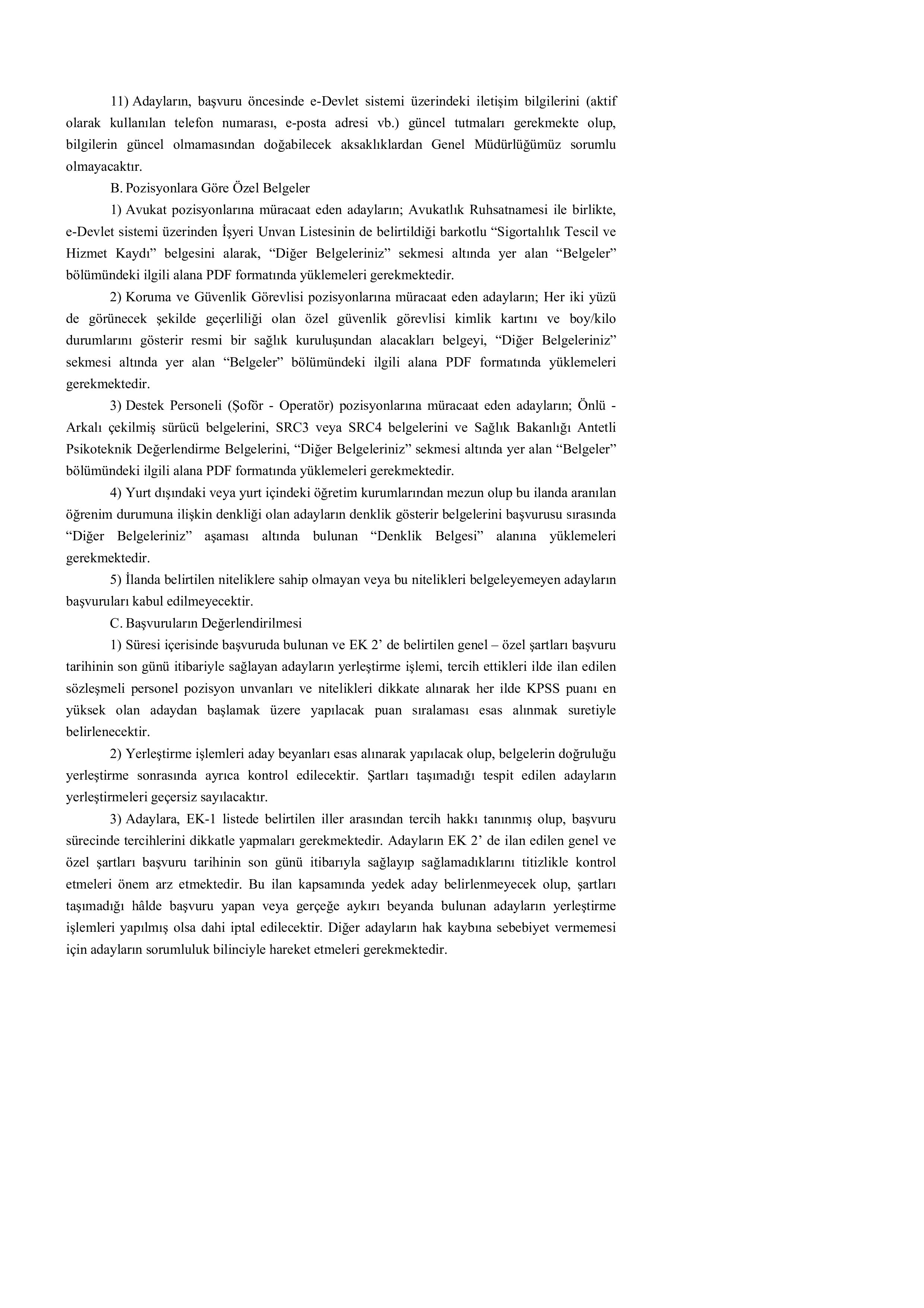 ORMAN GENEL MÜDÜRLÜĞÜ 496 SÖZLEŞMELİ PERSONEL ALACAK ( 20 Kasım - 4 Aralık) İlan İçeriği Sayfa 2