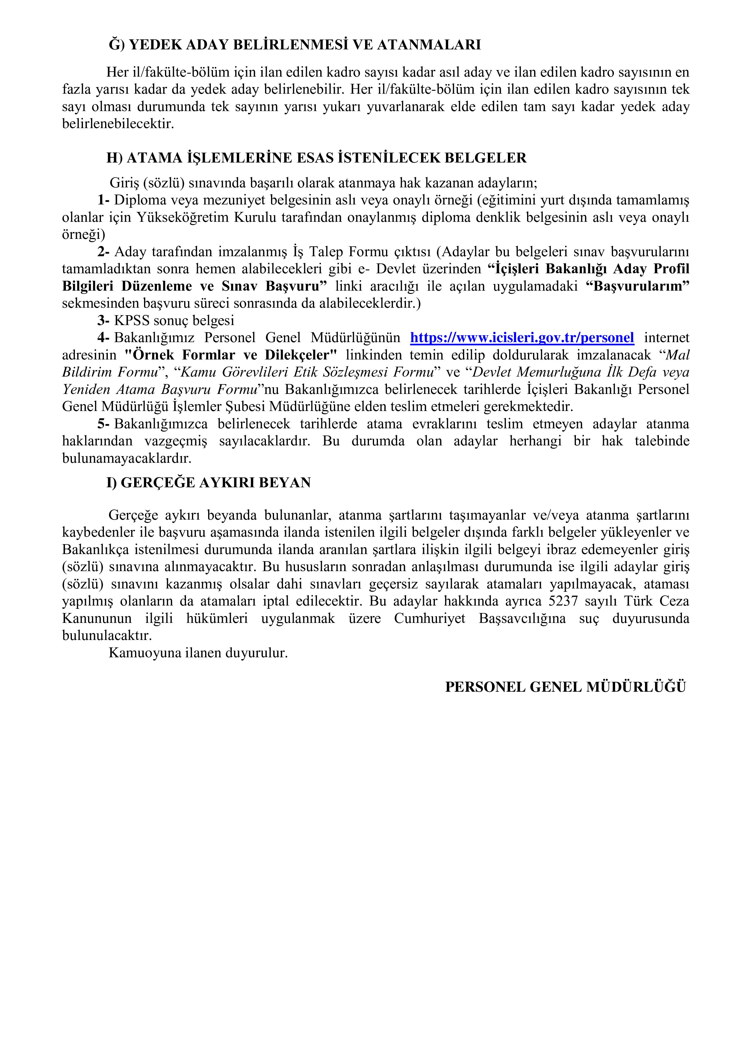 İÇİŞLERİ BAKANLIĞI 80 İL PLANLAMA UZMAN YARDIMCISI ALACAK ( 5 Ocak - 9 Ocak) İlan İçeriği Sayfa 6