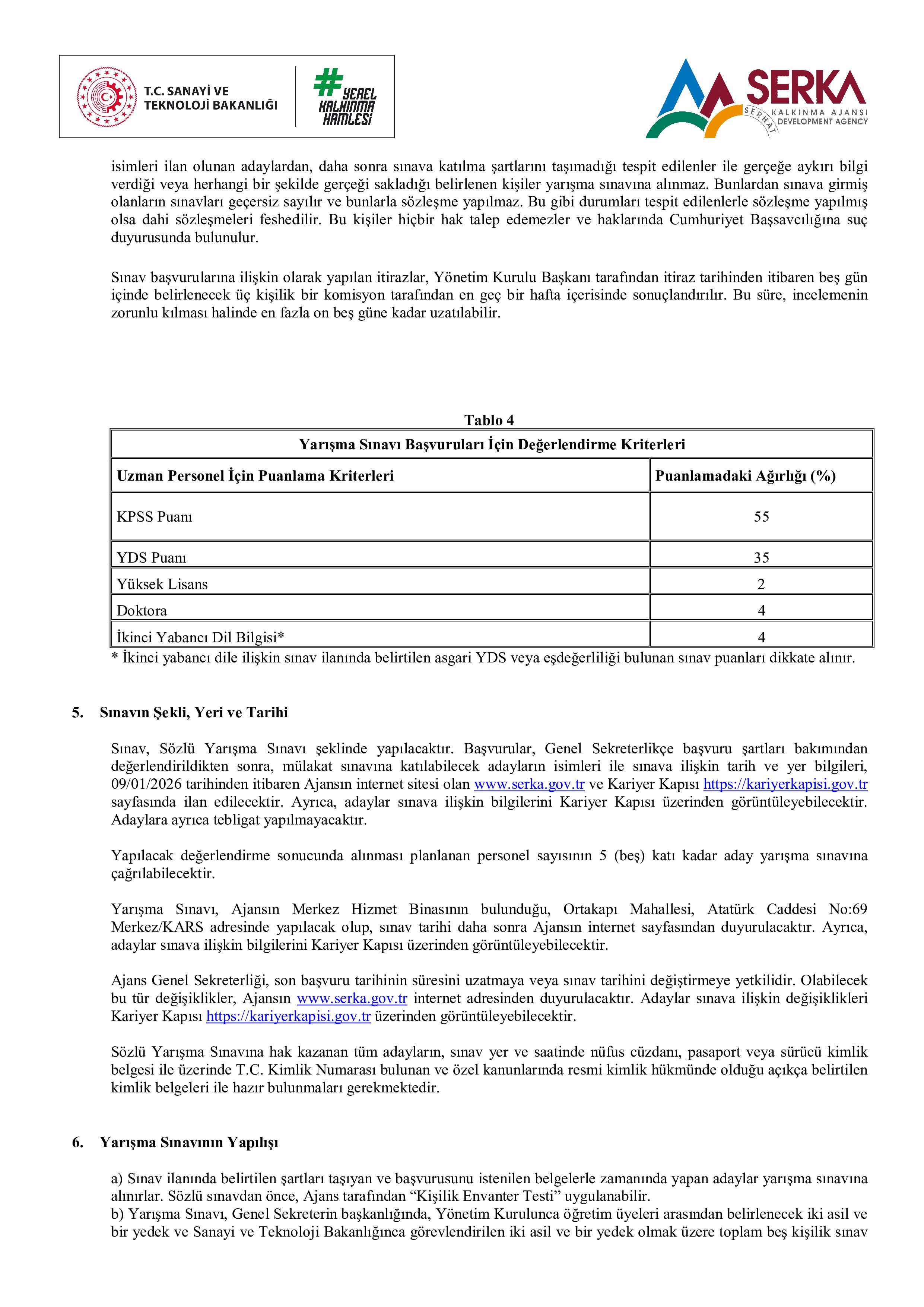 İlan İçeriği Sayfa 4 SERHAT KALKINMA AJANSI 4 SÖZLEŞMELİ PERSONEL ALACAK ( 2 Ocak - 12 Ocak) İlan İçeriği Sayfa 4