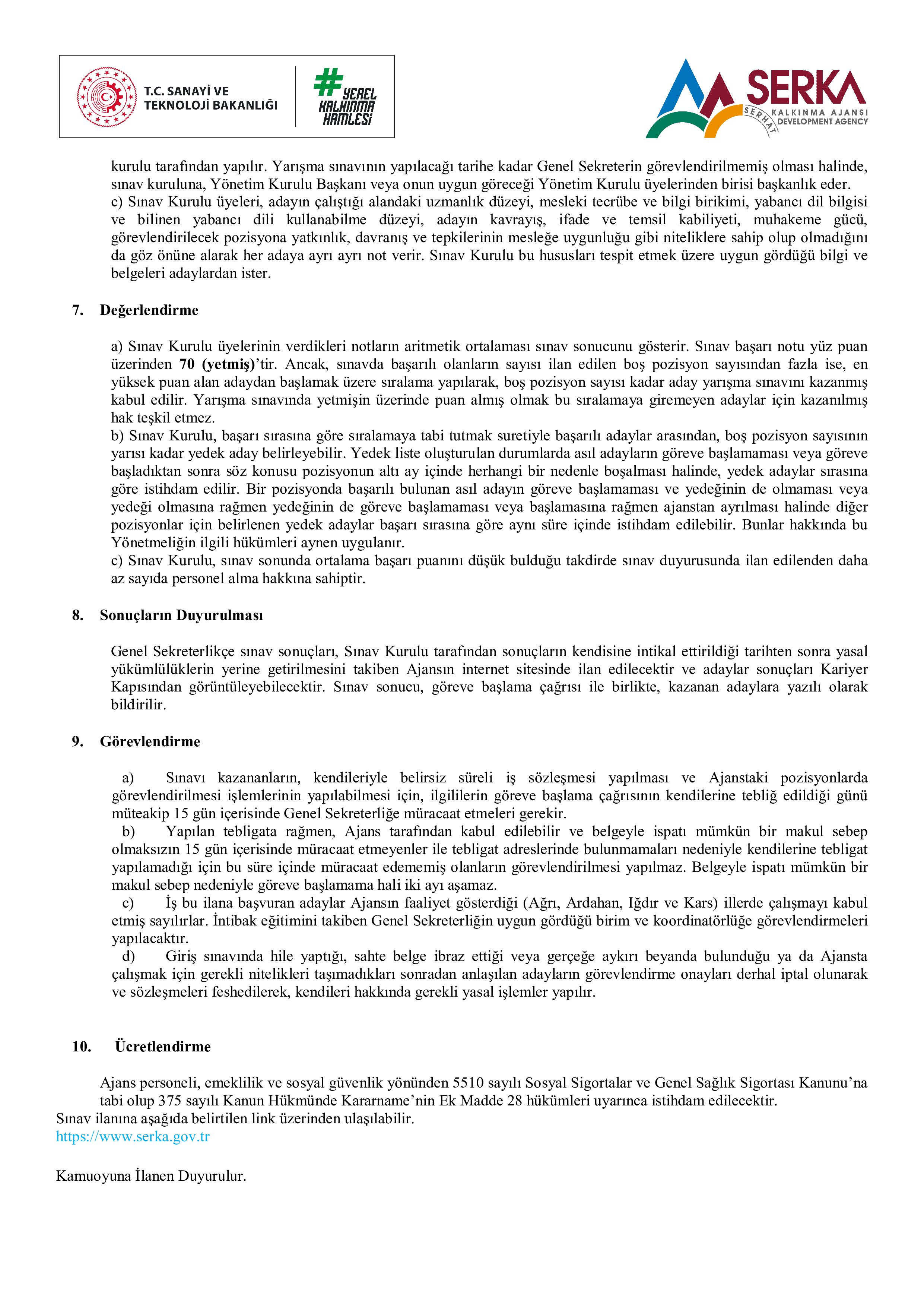 İlan İçeriği Sayfa 5 SERHAT KALKINMA AJANSI 4 SÖZLEŞMELİ PERSONEL ALACAK ( 2 Ocak - 12 Ocak) İlan İçeriği Sayfa 5