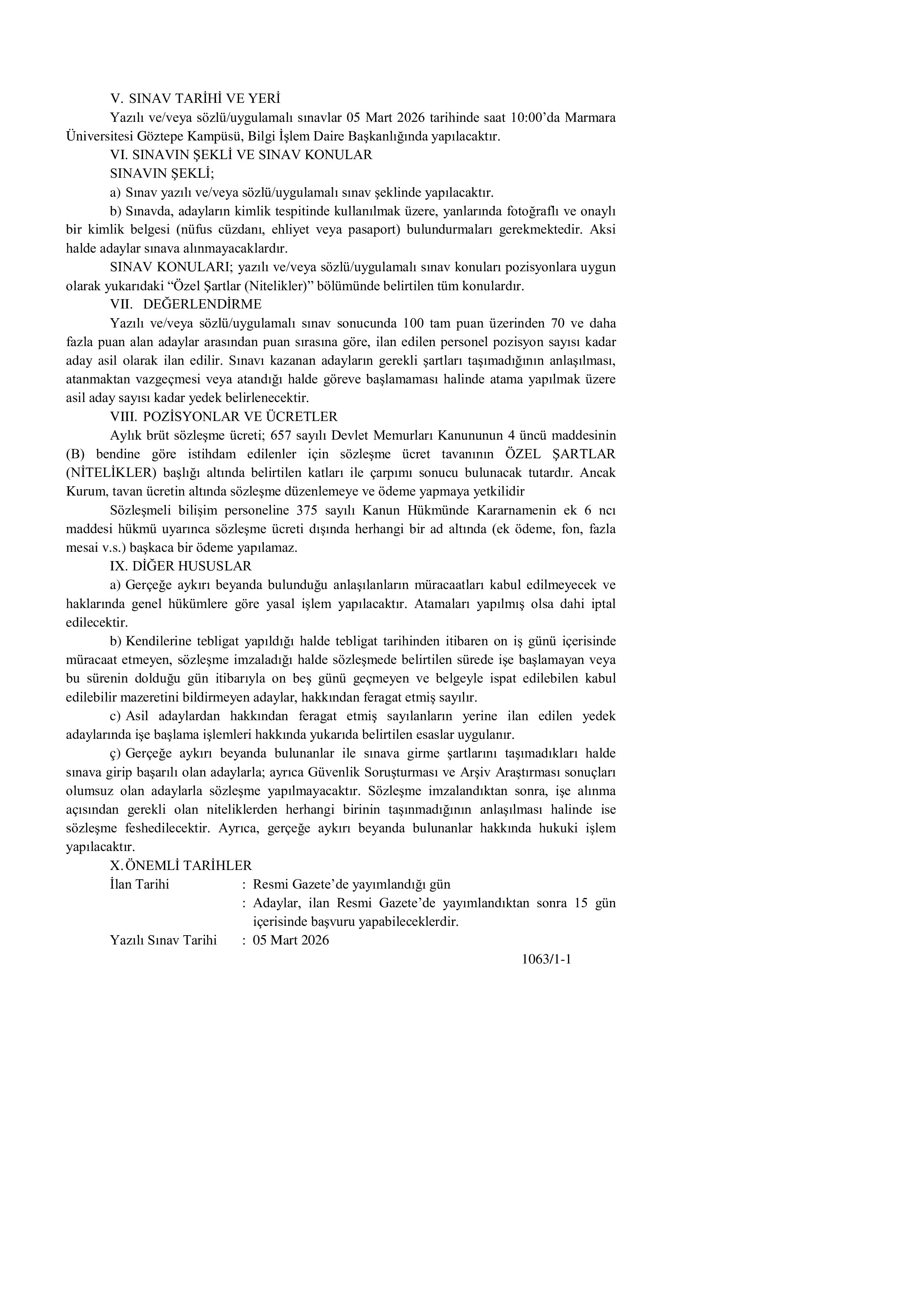 MARMARA ÜNİVERSİTESİ 2  SÖZLEŞMELİ BİLİŞİM PERSONELİ ALACAK ( 2 Şubat - 16 Şubat) İlan İçeriği Sayfa 4