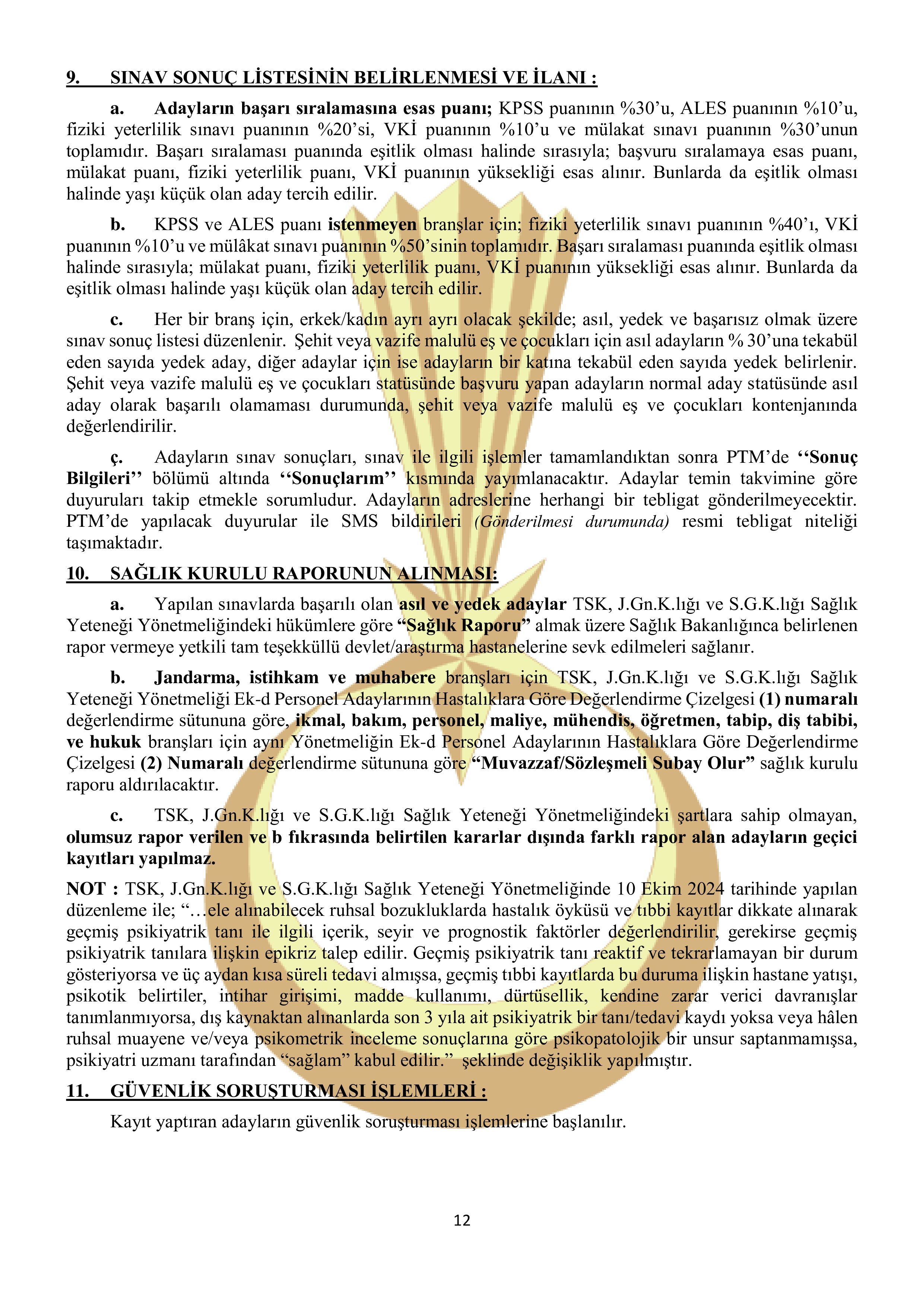 İlan İçeriği Sayfa 12 JANDARMA GENEL KOMUTANLIĞI 246 MUVAZZAF/SÖZLEŞMELİ SUBAY TEMİN EDECEKTİR ( 20 Ekim - 3 Kasım) İlan İçeriği Sayfa 12