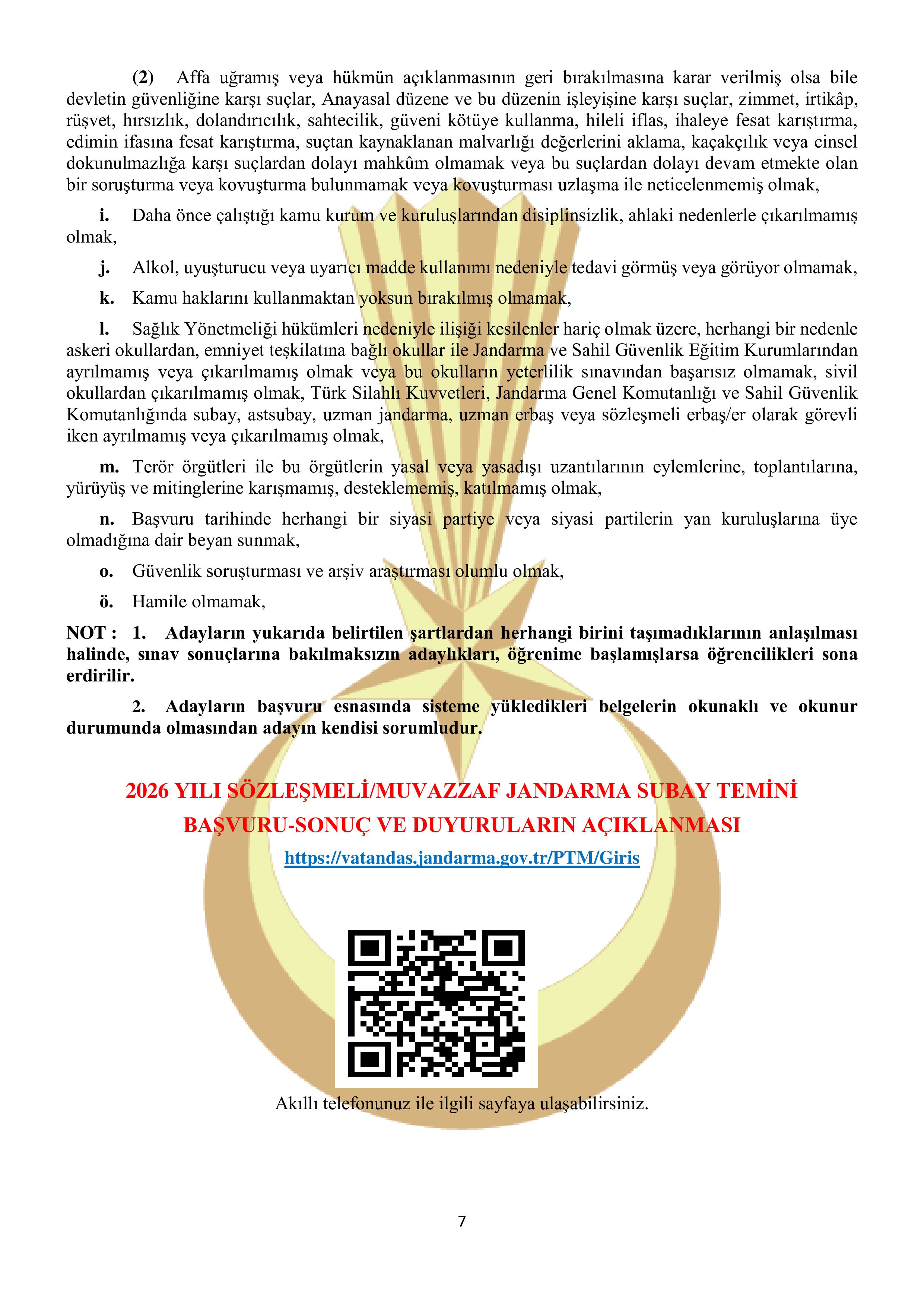 İlan İçeriği Sayfa 7 JANDARMA GENEL KOMUTANLIĞI 246 MUVAZZAF/SÖZLEŞMELİ SUBAY TEMİN EDECEKTİR ( 20 Ekim - 3 Kasım) İlan İçeriği Sayfa 7