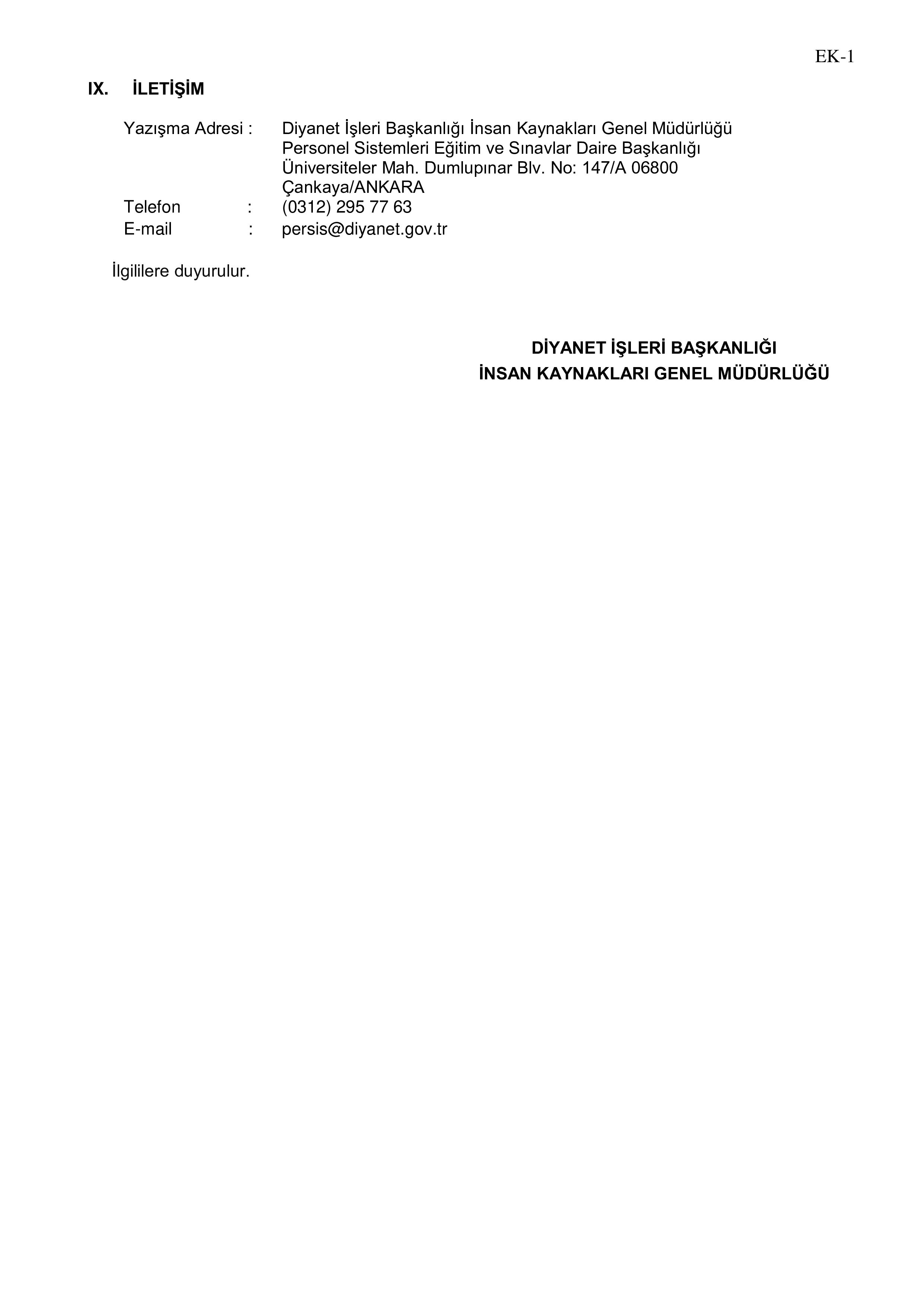 DİYANET İŞLERİ BAŞKANLIĞI 1250 ADAY DİN GÖREVLİSİ (KKÖ) ALACAK ( 24 Kasım - 5 Aralık) İlan İçeriği Sayfa 4