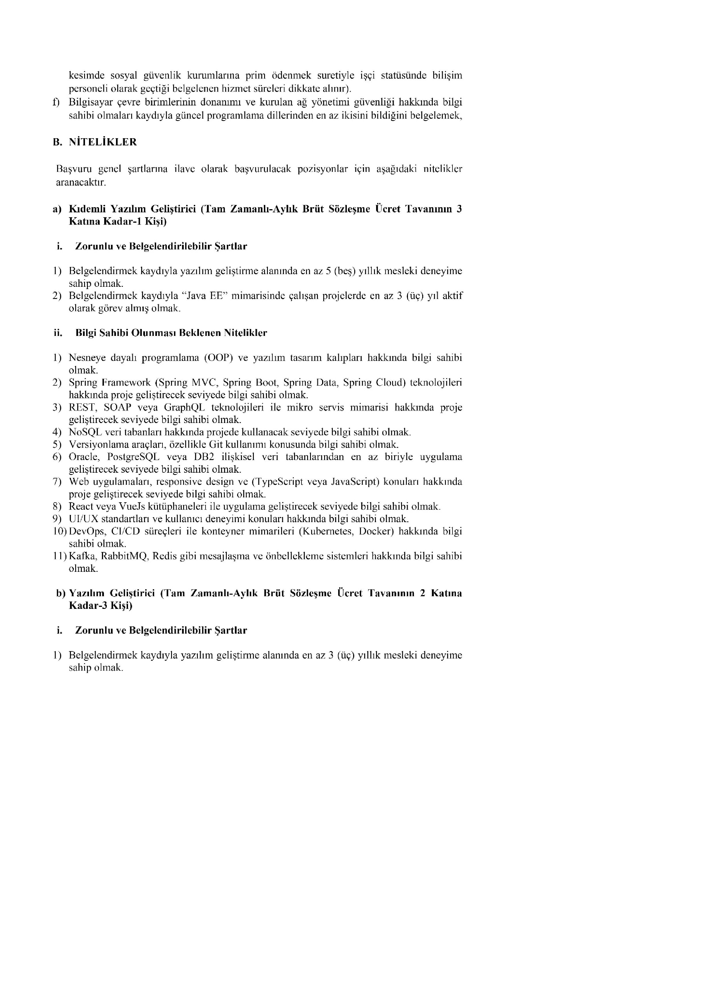 İNÖNÜ ÜNİVERSİTESİ 4  SÖZLEŞMELİ BİLİŞİM PERSONELİ ALACAK ( 22 Aralık - 5 Ocak) İlan İçeriği Sayfa 2