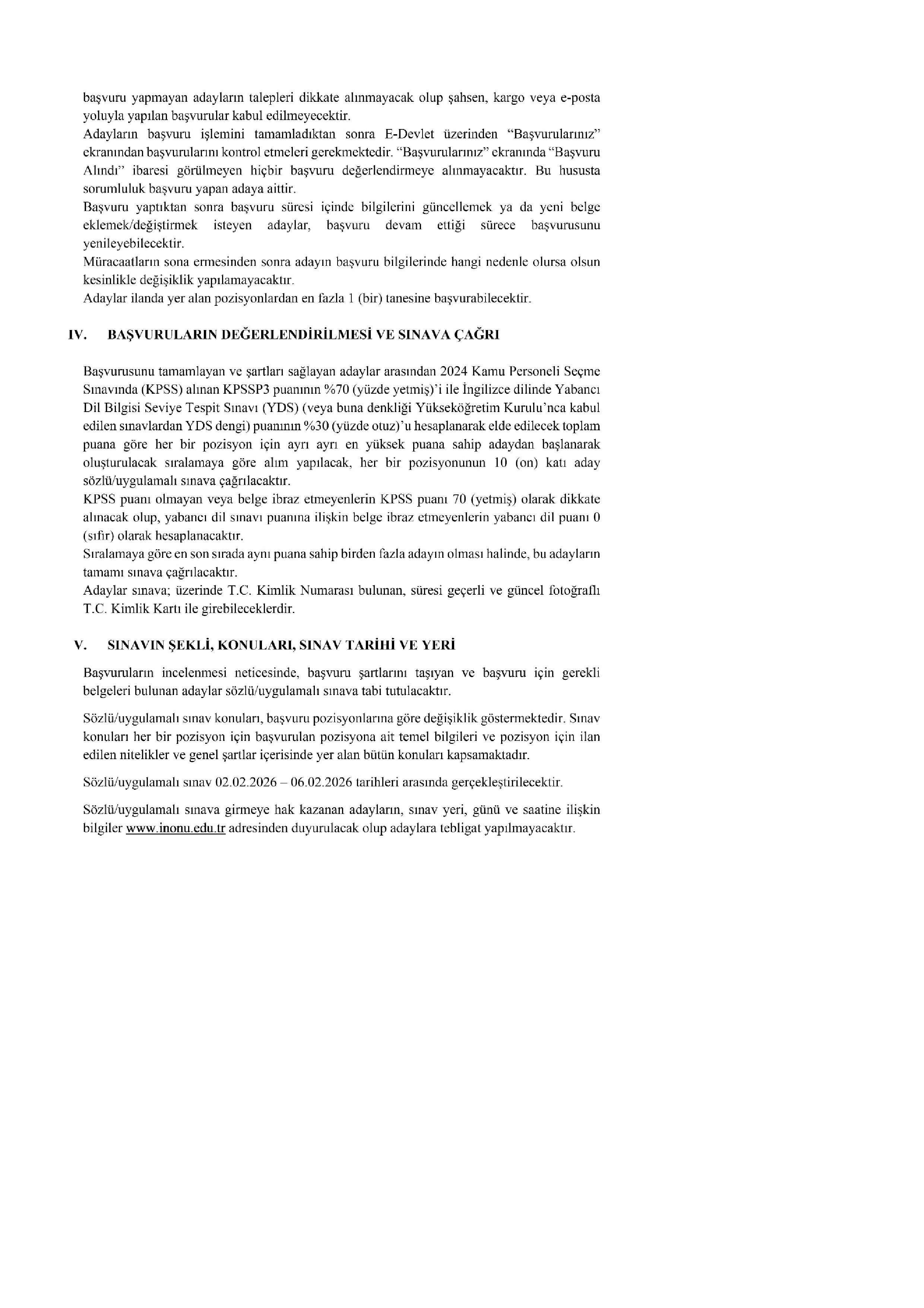 İNÖNÜ ÜNİVERSİTESİ 4  SÖZLEŞMELİ BİLİŞİM PERSONELİ ALACAK ( 22 Aralık - 5 Ocak) İlan İçeriği Sayfa 4