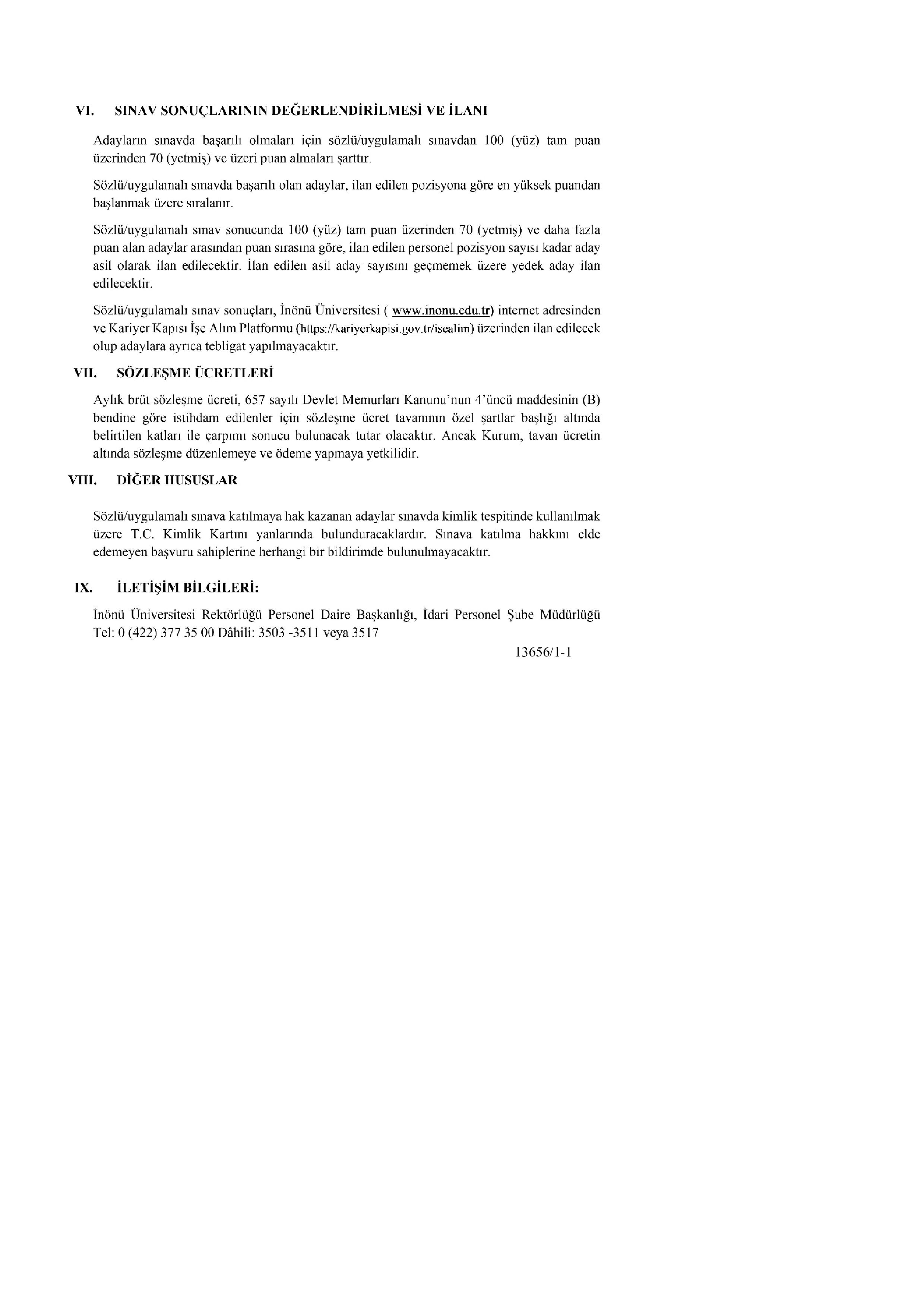 İNÖNÜ ÜNİVERSİTESİ 4  SÖZLEŞMELİ BİLİŞİM PERSONELİ ALACAK ( 22 Aralık - 5 Ocak) İlan İçeriği Sayfa 5