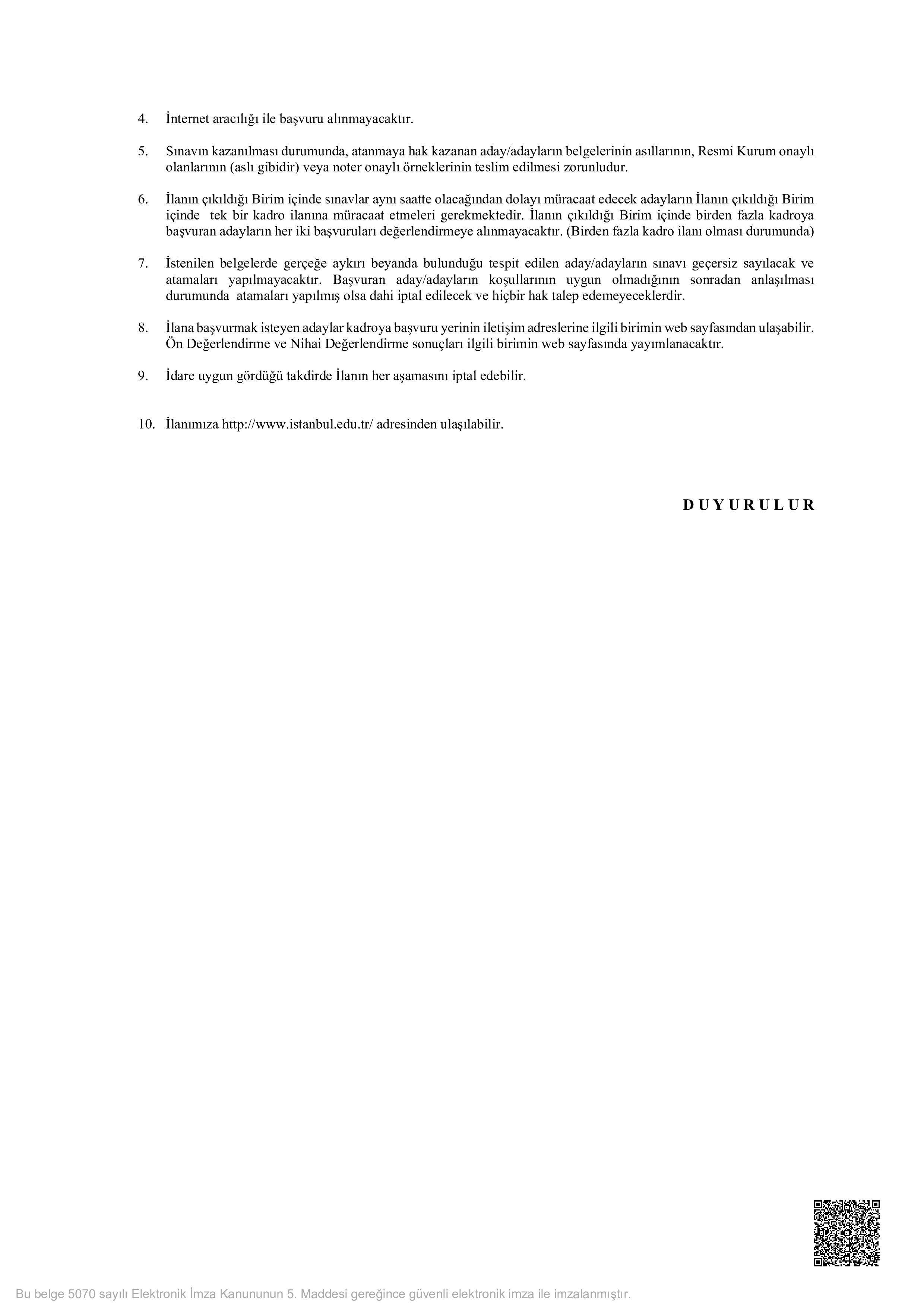 İlan İçeriği Sayfa 2 İSTANBUL ÜNİVERSİTESİ 14 ÖĞRETİM ELEMANI ALACAK ( 22 Haziran - 6 Temmuz) İlan İçeriği Sayfa 2