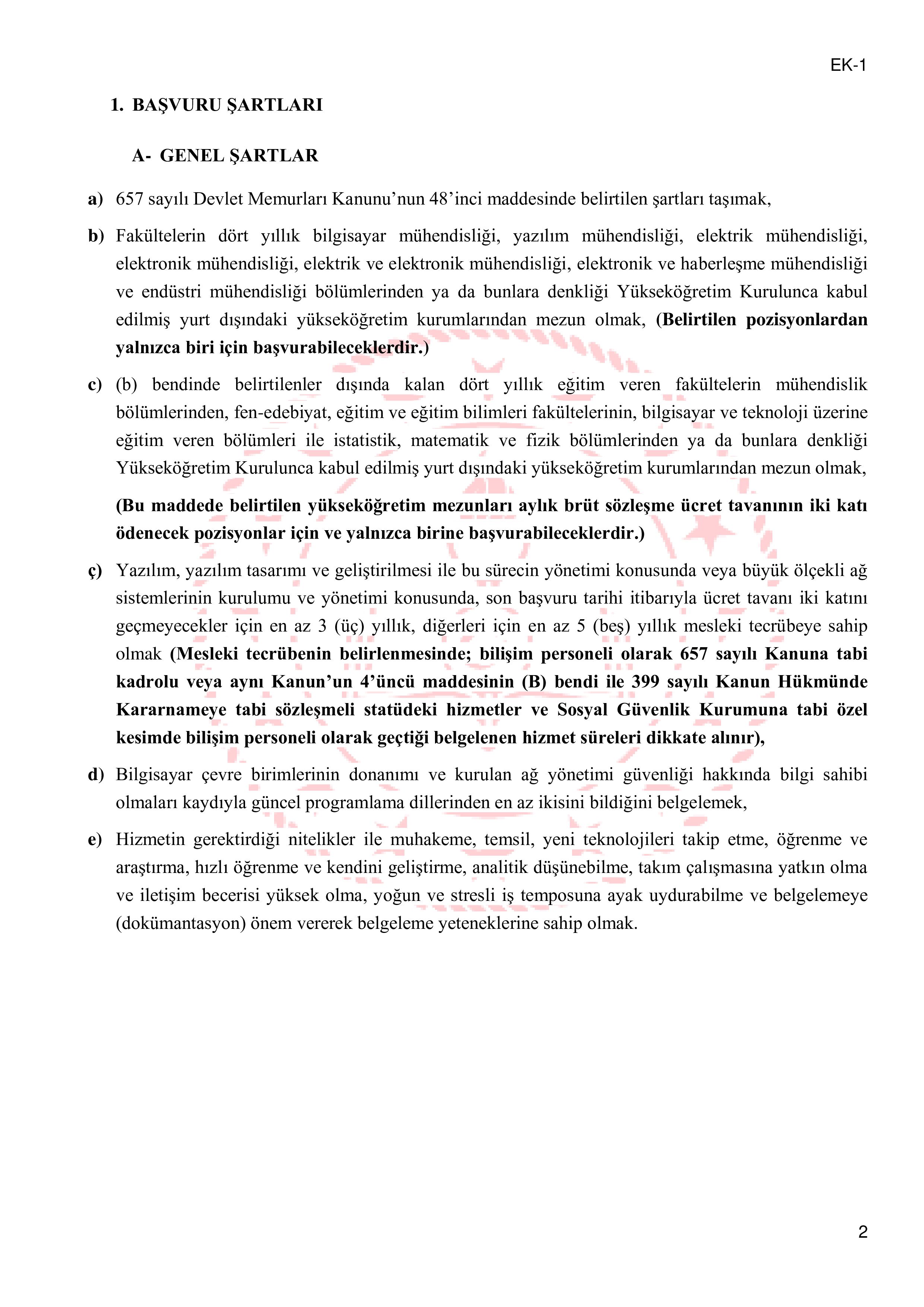 İlan İçeriği Sayfa 2 MİLLİ EĞİTİM BAKANLIĞI 14 SÖZLEŞMELİ BİLİŞİM PERSONELİ ALACAK ( 26 Ocak - 30 Ocak) İlan İçeriği Sayfa 2