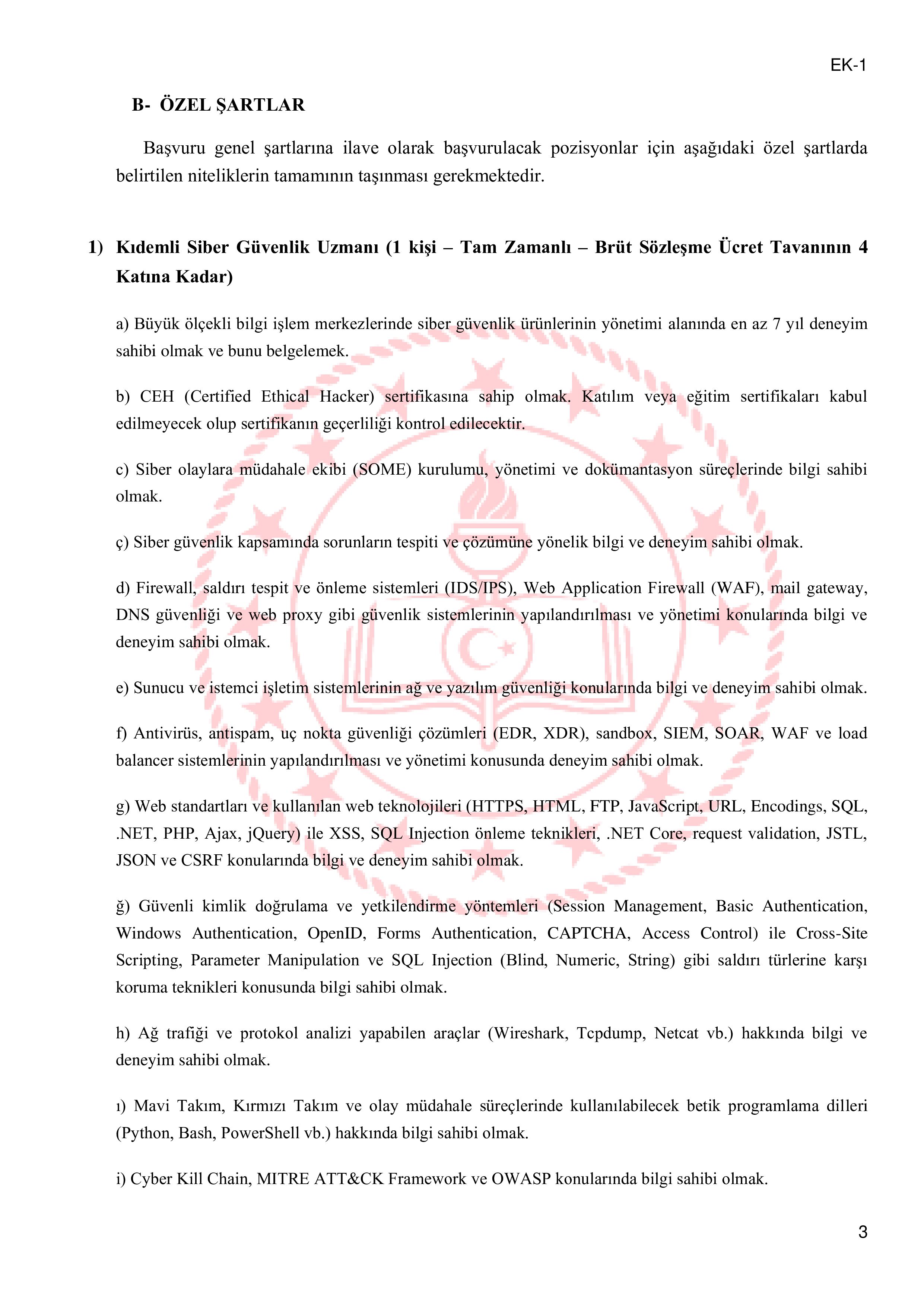 İlan İçeriği Sayfa 3 MİLLİ EĞİTİM BAKANLIĞI 14 SÖZLEŞMELİ BİLİŞİM PERSONELİ ALACAK ( 26 Ocak - 30 Ocak) İlan İçeriği Sayfa 3