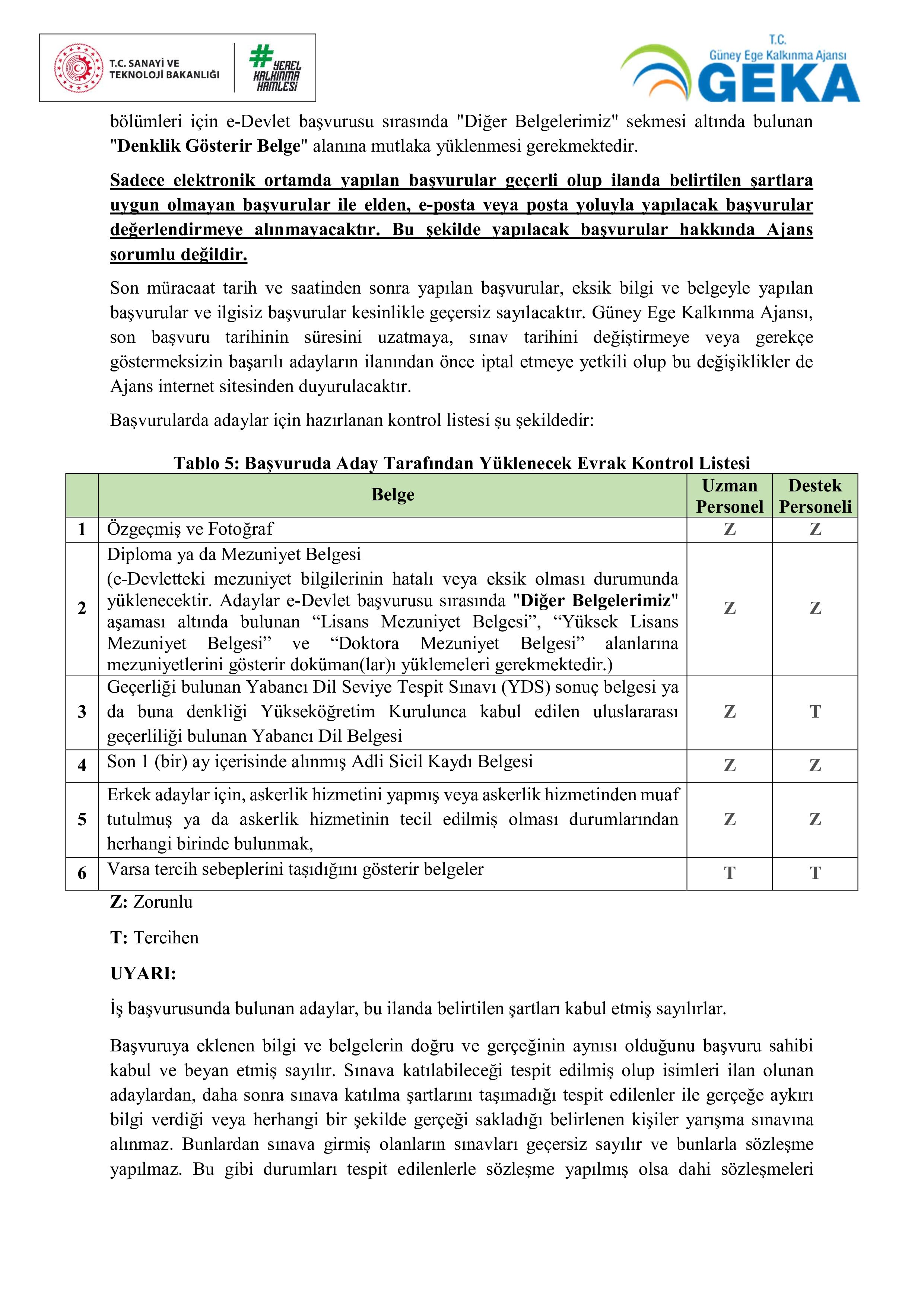 İlan İçeriği Sayfa 6 GÜNEY EGE KALKINMA AJANSI 6 SÖZLEŞMELİ PERSONEL ALACAK ( 19 Ocak - 2 Şubat) İlan İçeriği Sayfa 6