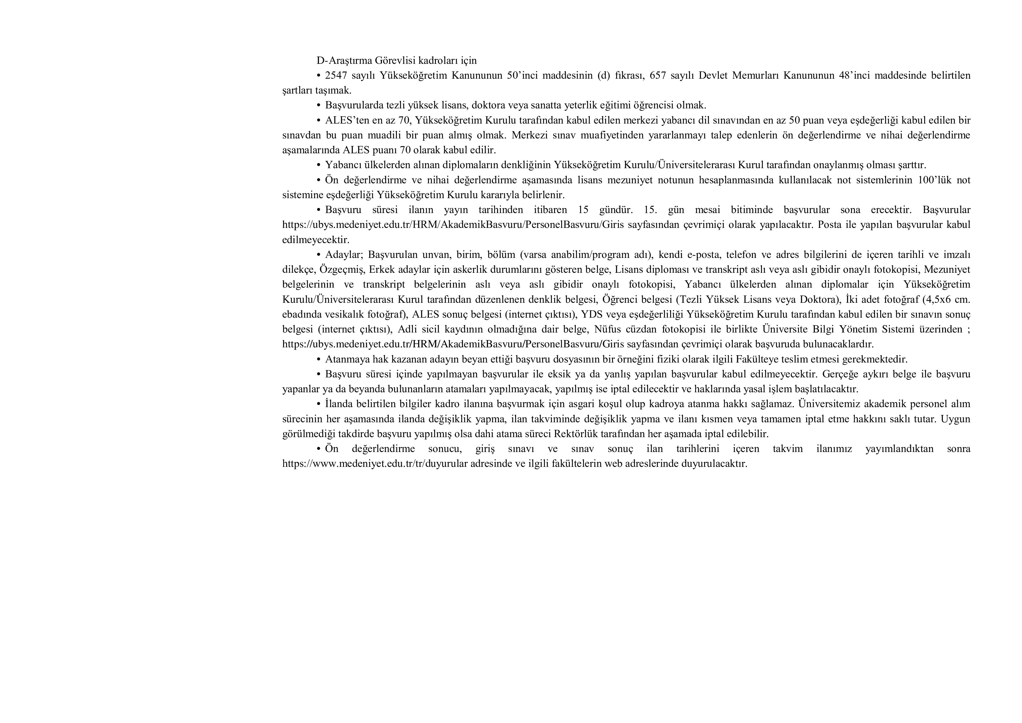 İSTANBUL MEDENİYET ÜNİVERSİTESİ 22  ALACAK ( 23 Aralık - 6 Ocak) İlan İçeriği Sayfa 4