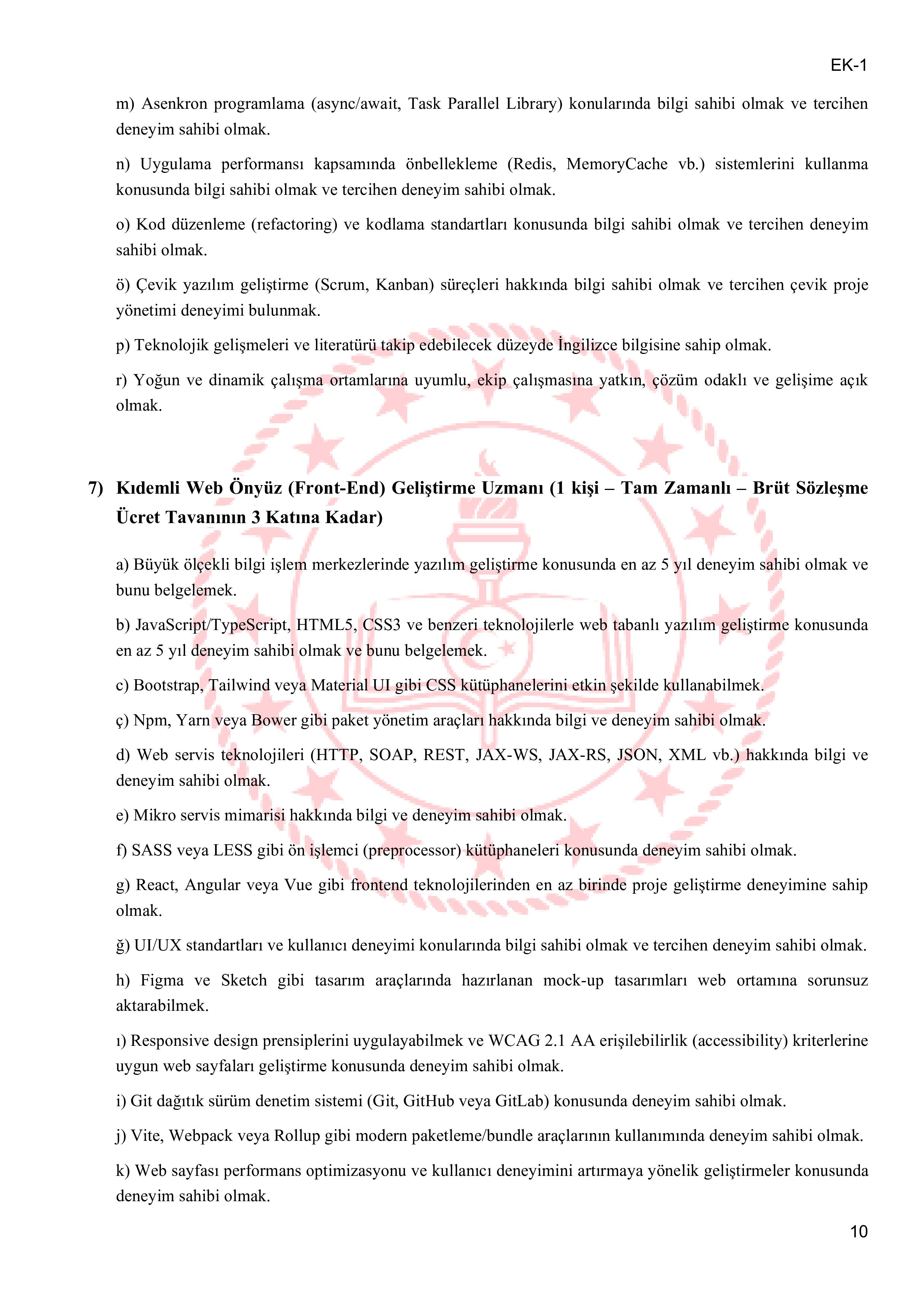 MİLLİ EĞİTİM BAKANLIĞI 14 SÖZLEŞMELİ BİLİŞİM PERSONELİ  ALACAK ( 26 Ocak - 30 Ocak) İlan İçeriği Sayfa 10