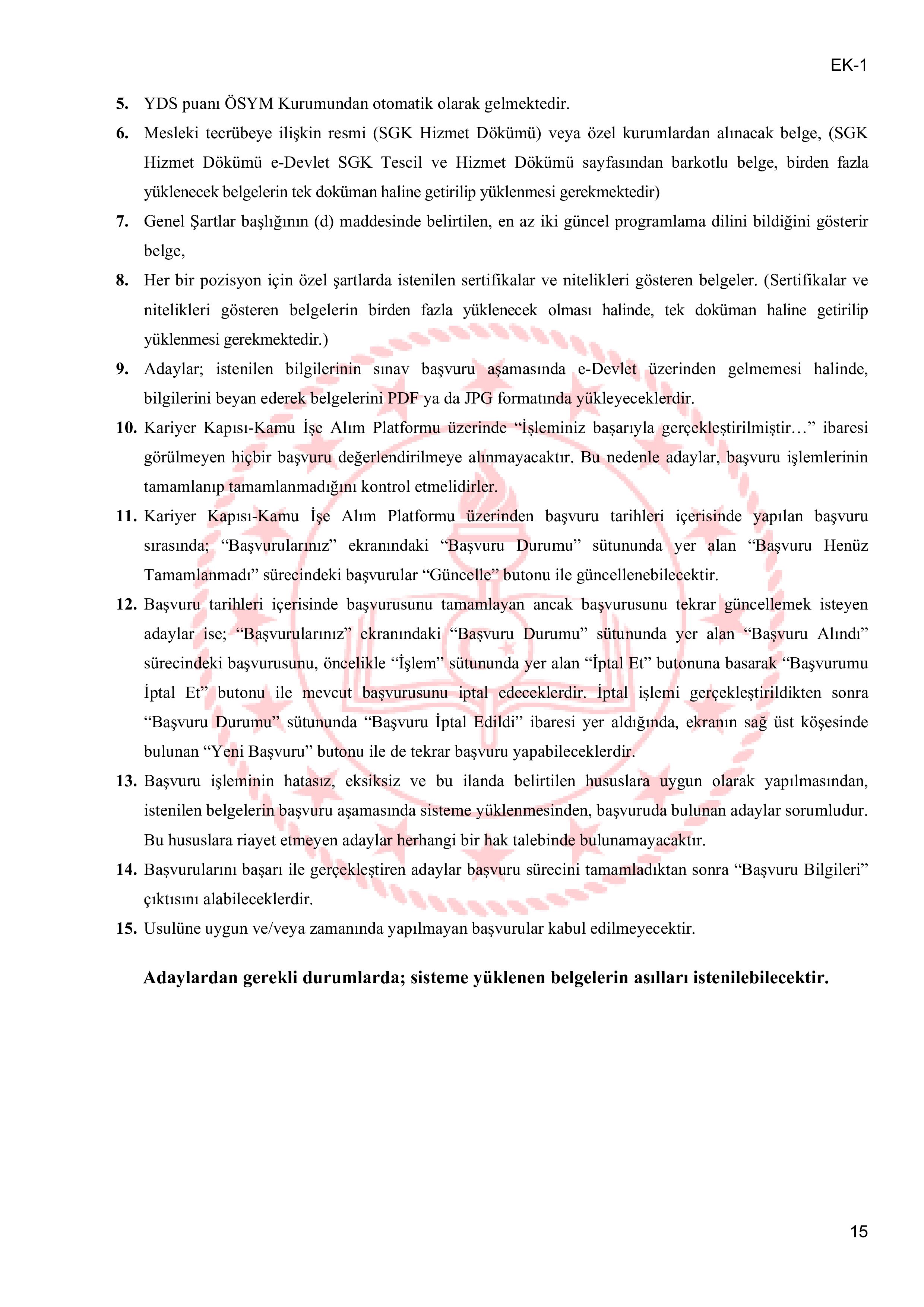 MİLLİ EĞİTİM BAKANLIĞI 14 SÖZLEŞMELİ BİLİŞİM PERSONELİ  ALACAK ( 26 Ocak - 30 Ocak) İlan İçeriği Sayfa 15