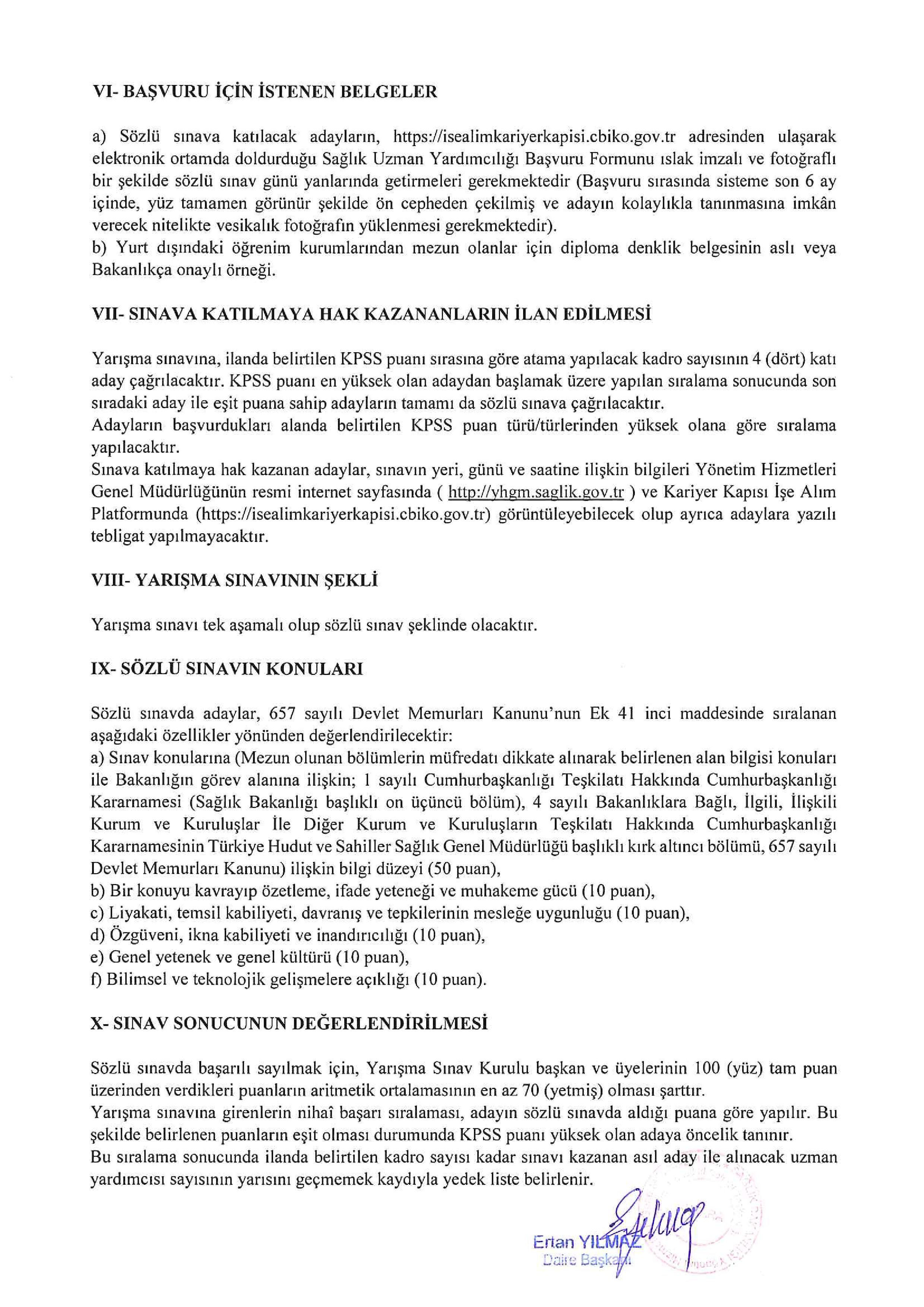 SAĞLIK BAKANLIĞI TÜRKİYE HUDUT VE SAHİLLER SAĞLIK GENEL MÜDÜRLÜĞÜ 3 SAĞLIK UZMAN YARDIMCISI ALACAK ( 23 Aralık - 27 Aralık) İlan İçeriği Sayfa 2