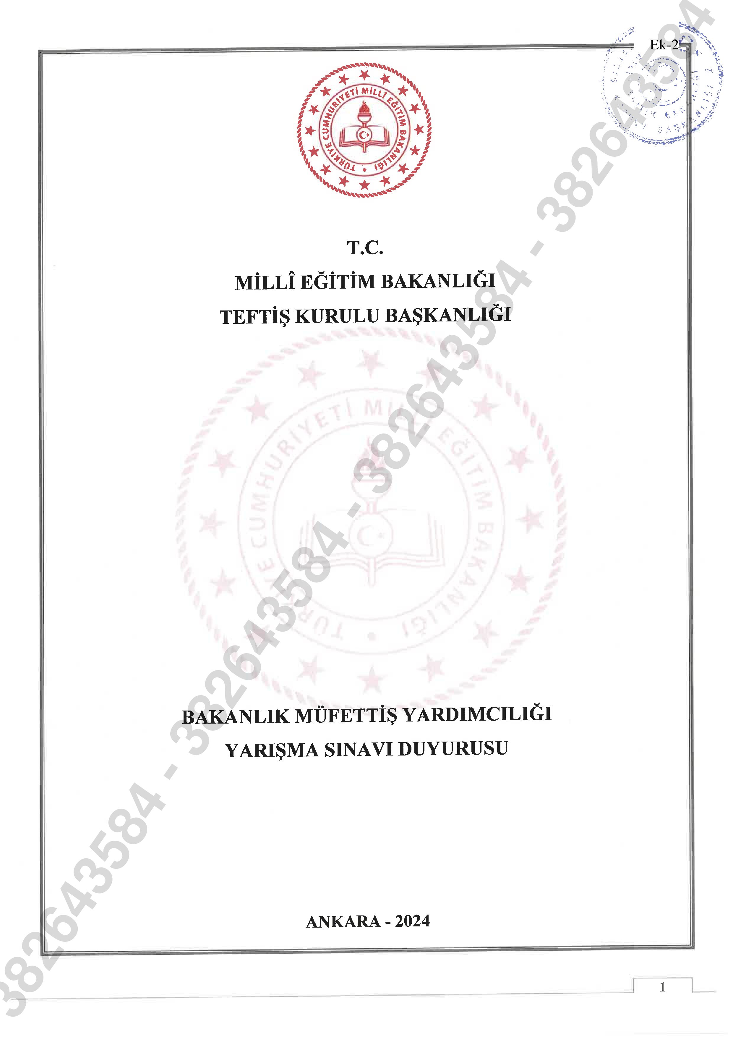 İlan İçeriği Sayfa 1 MİLLİ EĞİTİM BAKANLIĞI 100 MÜFETTİŞ YARDIMCISI ALACAK ( 14 Ekim - 25 Ekim) İlan İçeriği Sayfa 1